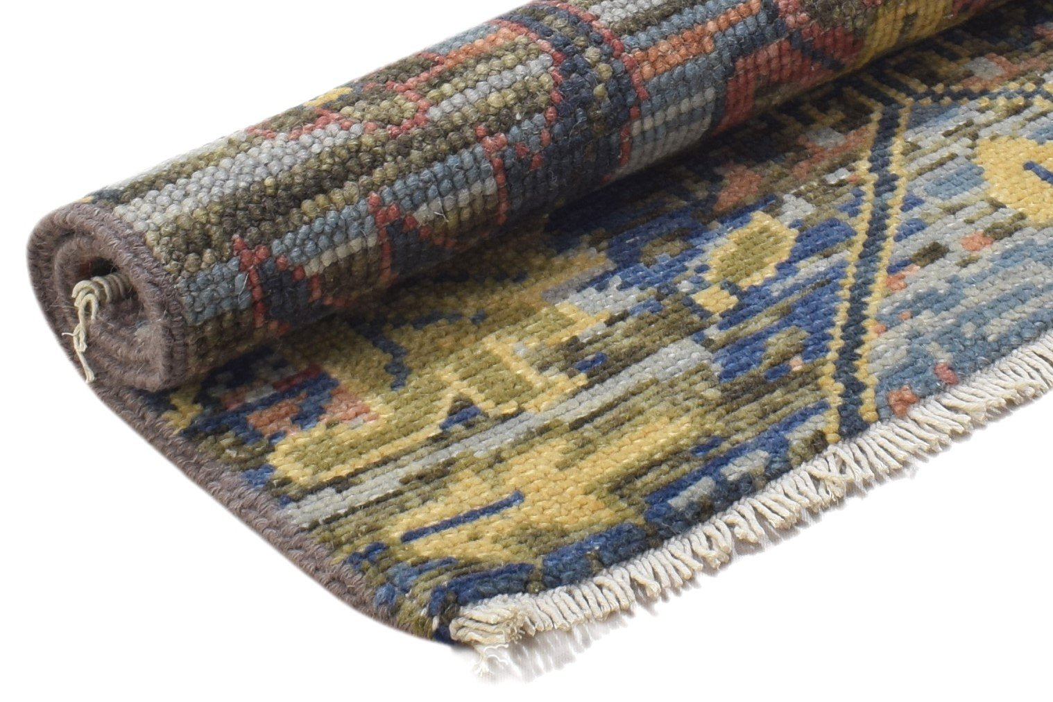 Hand Knotted Multi Color Wool Rug 2X2 Persian Heriz-Indian All-Over Small Carpet 7864844255381