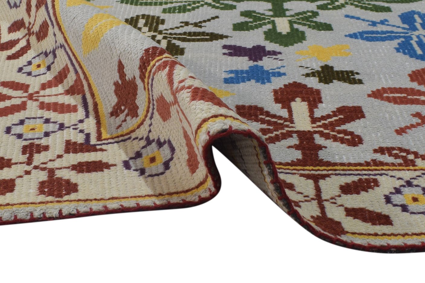 Hand Knotted Multi Color Wool Rug 4X6 Modern French Oriental Room Size Carpet 7864873812117