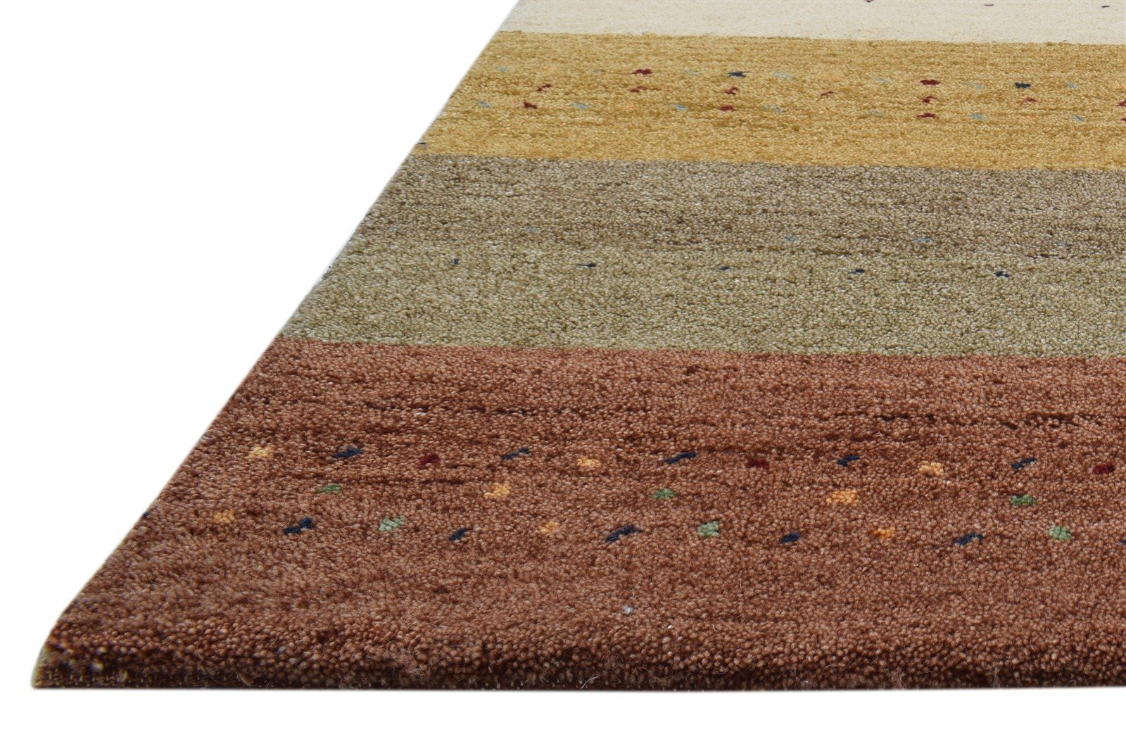 Hand Knotted Multi Color Wool Rug 4X6 Persian Gabbeh Striped Room Size Carpet 7860699955349
