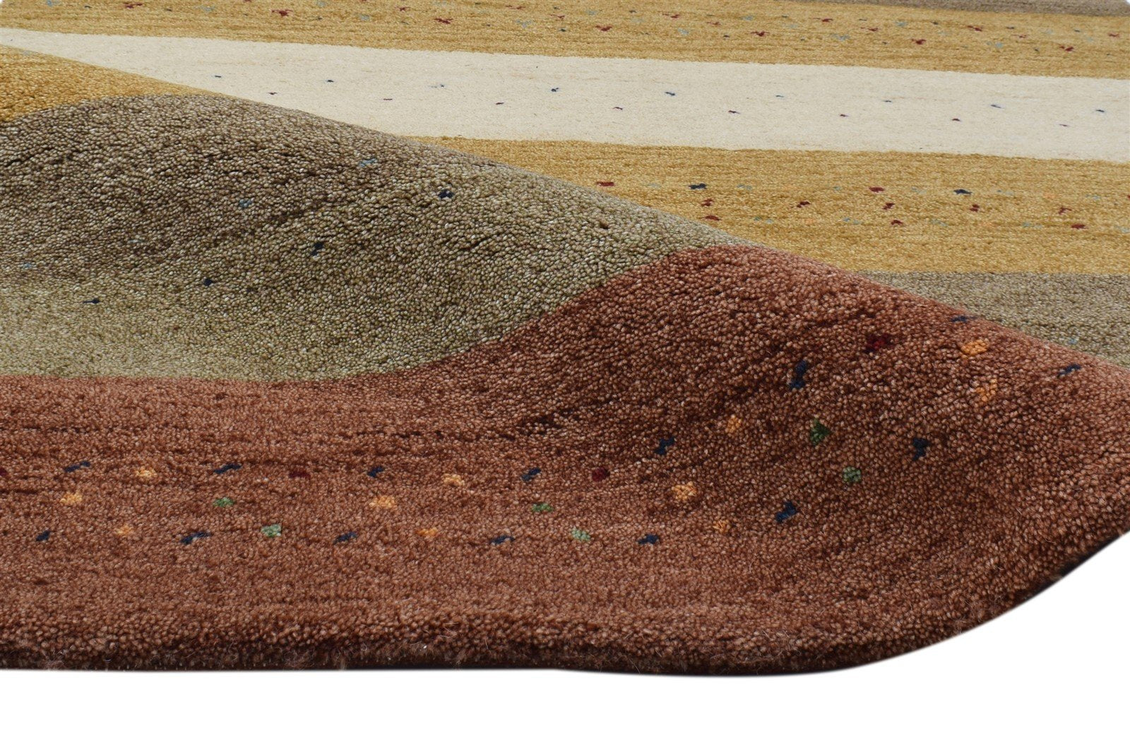 Hand Knotted Multi Color Wool Rug 4X6 Persian Gabbeh Striped Room Size Carpet 7860699955349