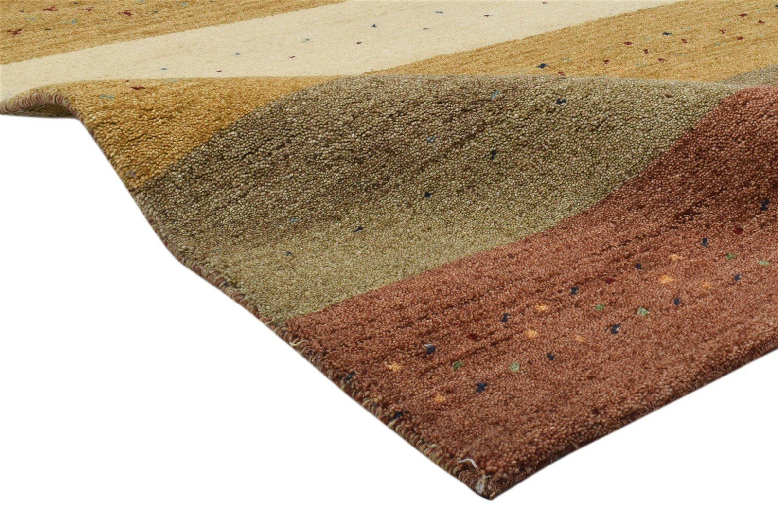 Hand Knotted Multi Color Wool Rug 4X6 Persian Gabbeh Striped Room Size Carpet 7860699955349