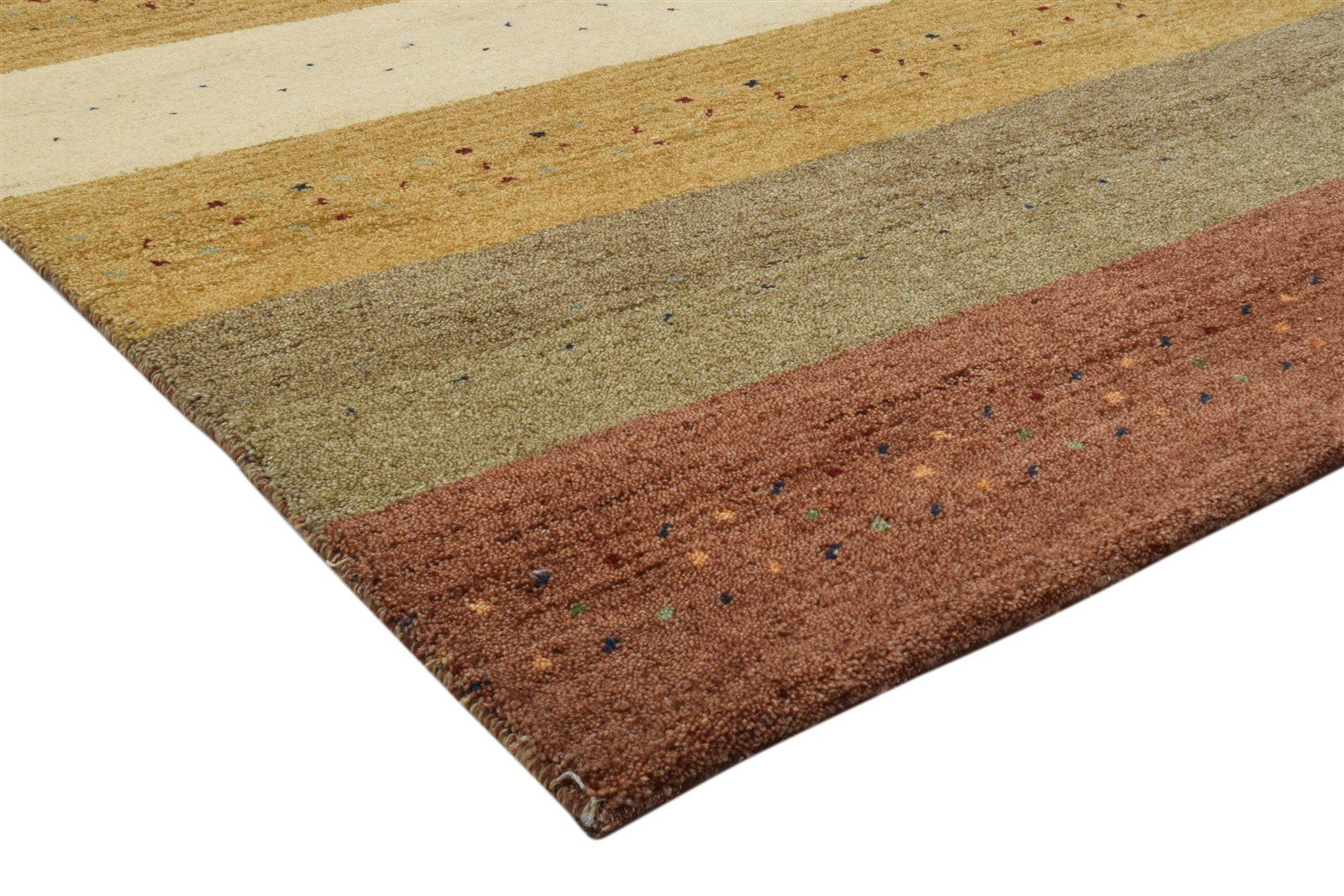 Hand Knotted Multi Color Wool Rug 4X6 Persian Gabbeh Striped Room Size Carpet 7860699955349