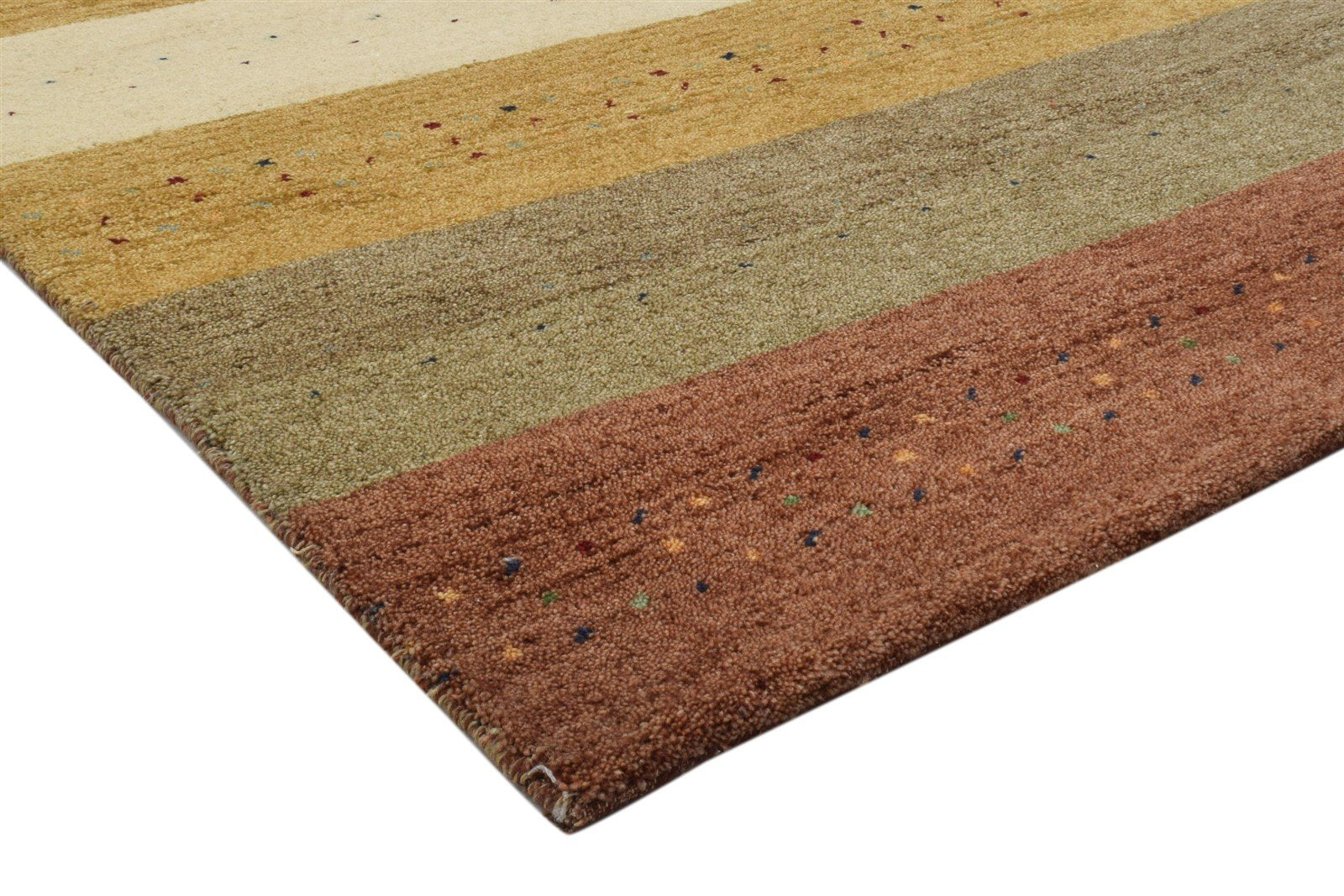 Hand Knotted Multi Color Wool Rug 4X6 Persian Gabbeh Striped Room Size Carpet 7860699955349