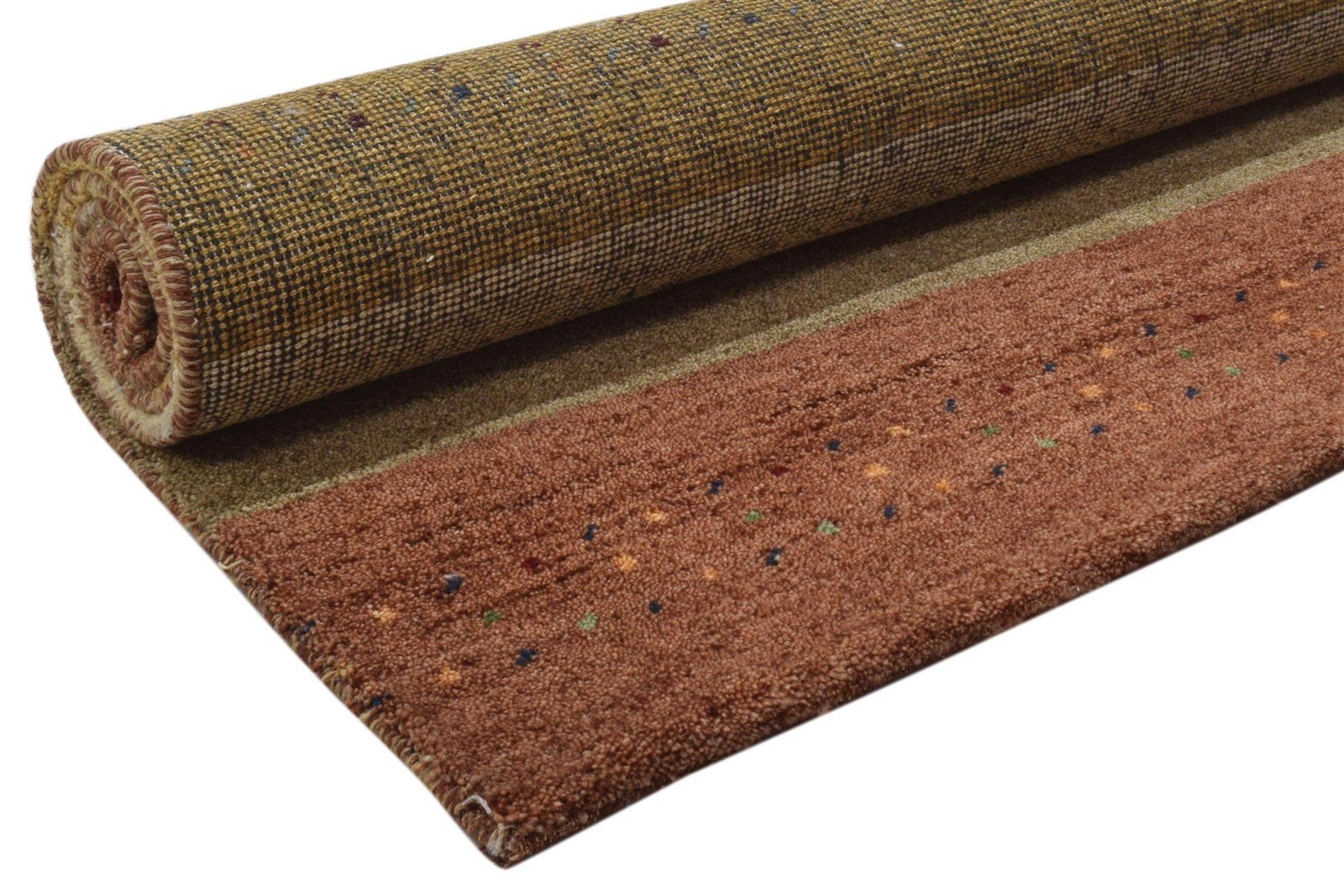 Hand Knotted Multi Color Wool Rug 4X6 Persian Gabbeh Striped Room Size Carpet 7860699955349