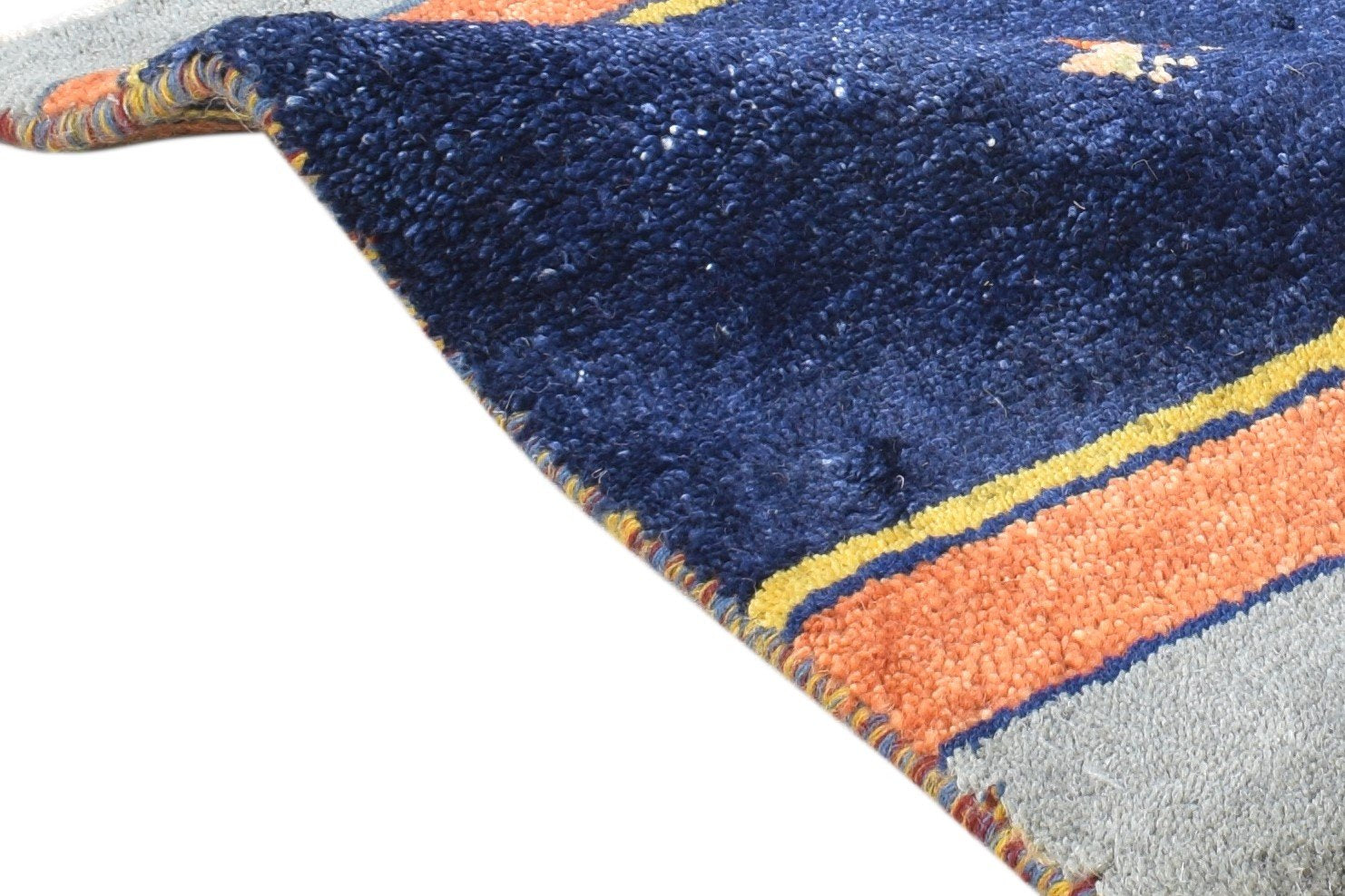 Hand Knotted Navy Blue Wool Rug 1X2 Southwestern American Tribal Small Carpet 7865057804437