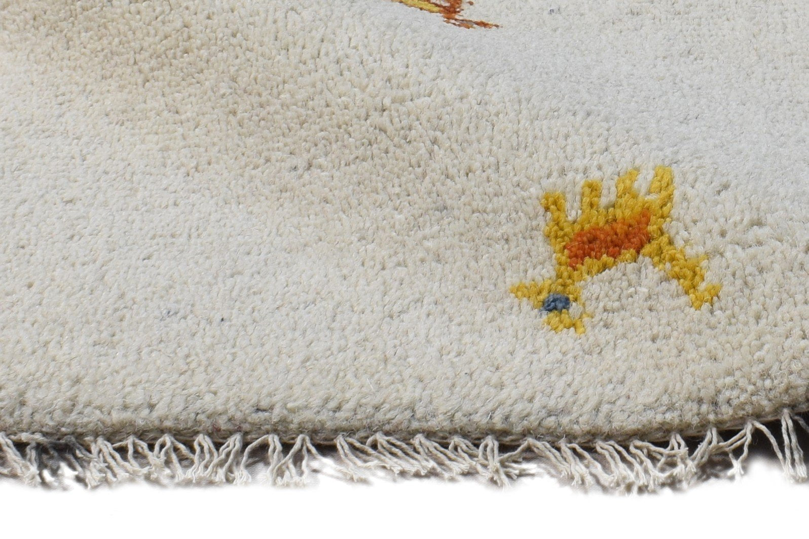 Hand Knotted Off-White Wool Rug 1' X 2' Persian Southwestern Tribal Small Carpet 7865185566869