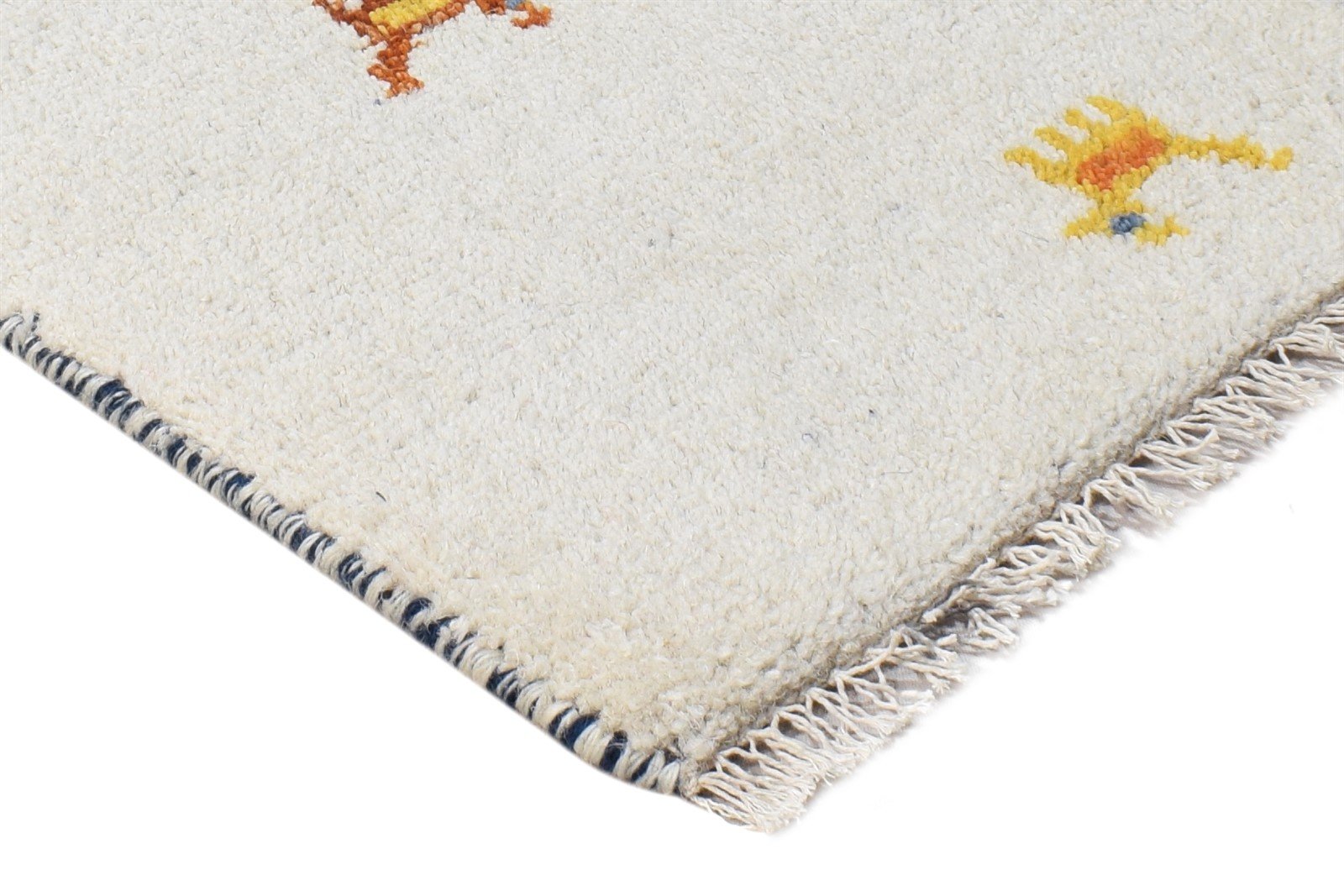 Hand Knotted Off-White Wool Rug 1' X 2' Persian Southwestern Tribal Small Carpet 7865185566869