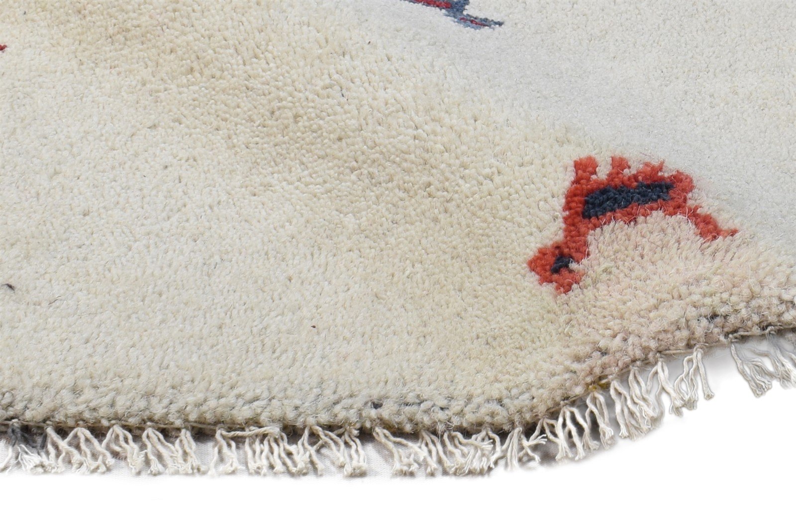 Hand Knotted Off-White Wool Rug 1' X 2' Southwestern Gabbeh Tribal Small Carpet 7865099616405