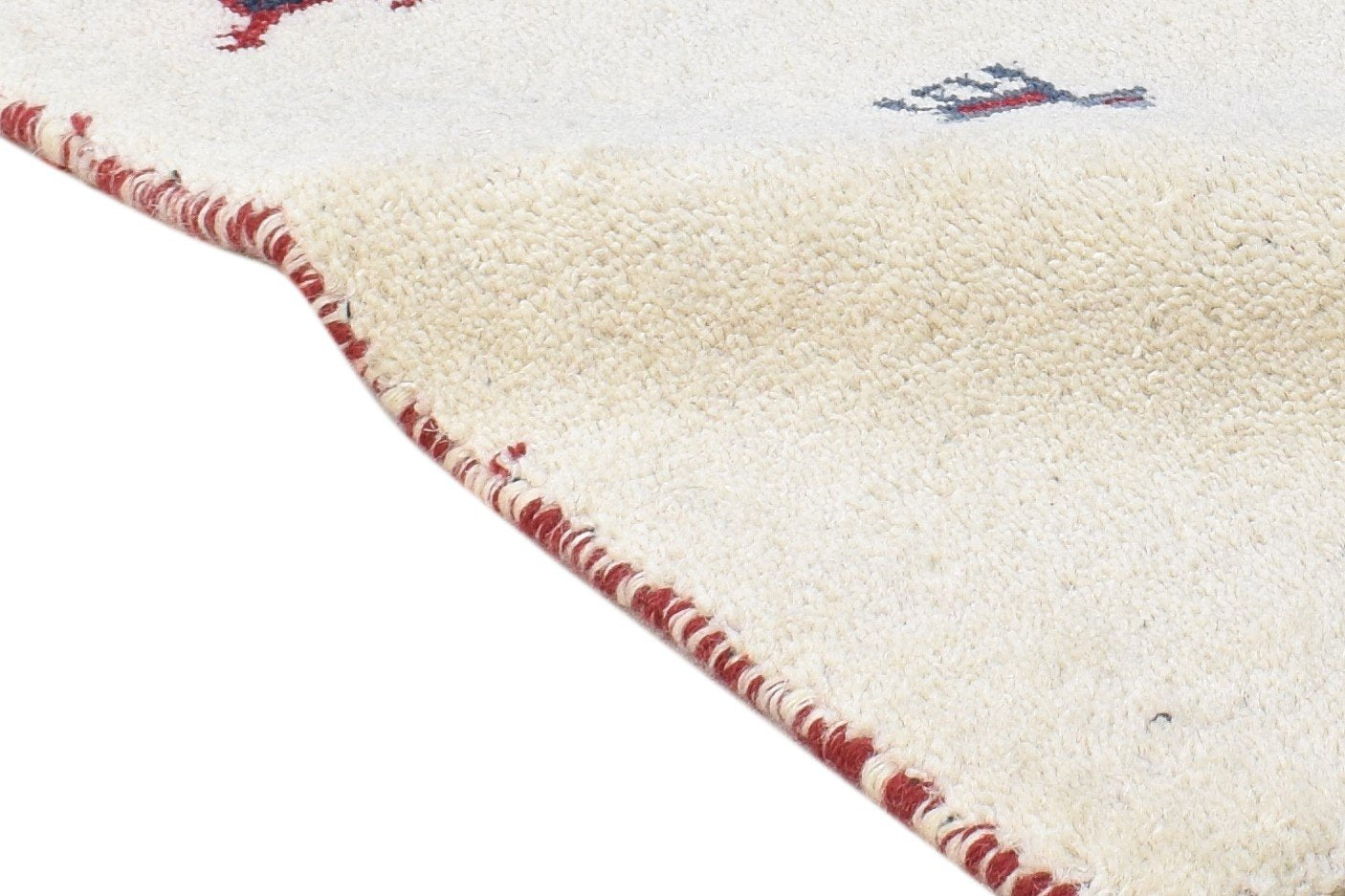 Hand Knotted Off-White Wool Rug 1' X 2' Southwestern Gabbeh Tribal Small Carpet 7865099616405