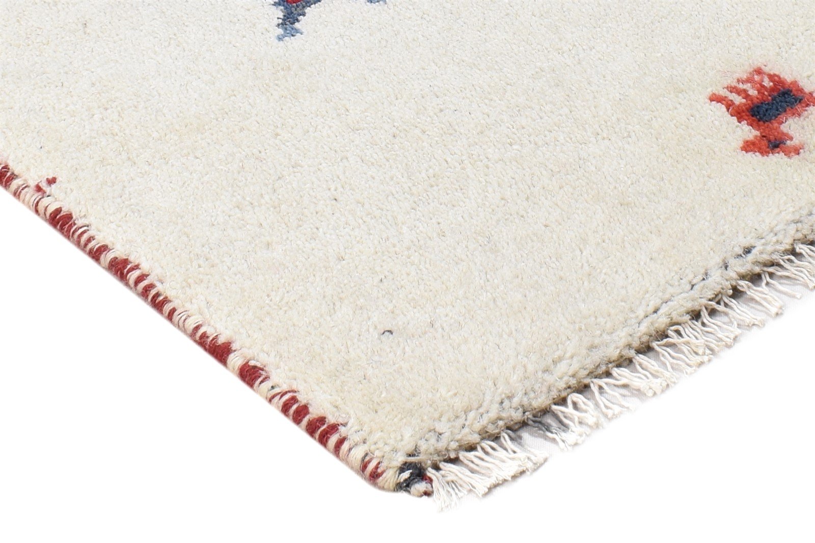 Hand Knotted Off-White Wool Rug 1' X 2' Southwestern Gabbeh Tribal Small Carpet 7865099616405