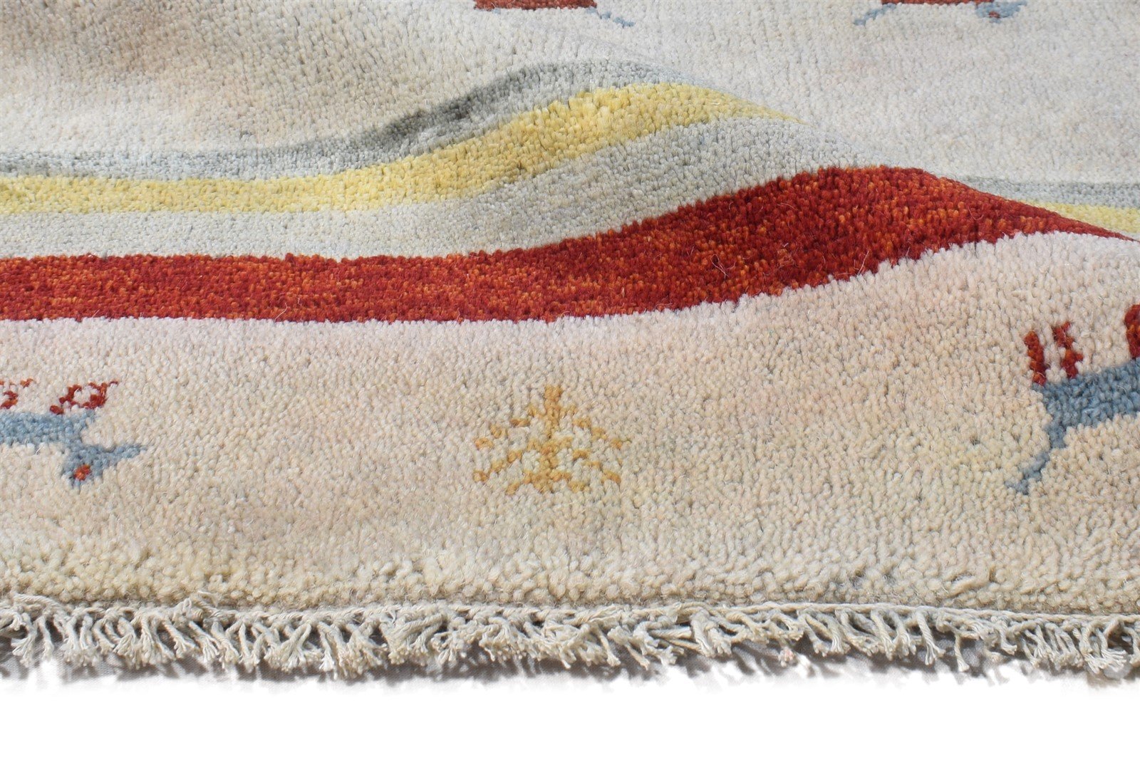 Bev Hand Knotted Off-White Wool Rug 2X3 Southwestern American Tribal 7865052332181