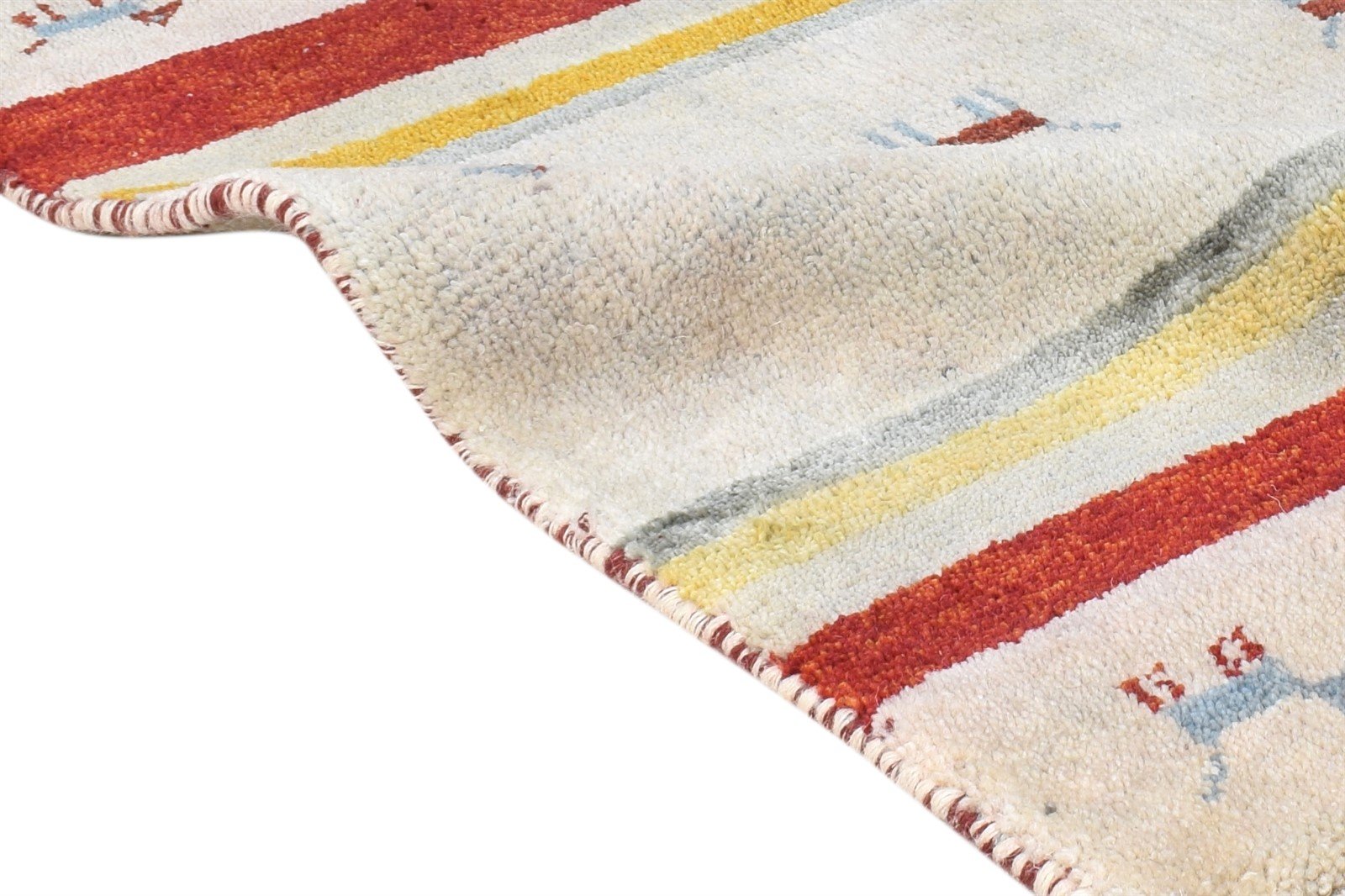 Bev Hand Knotted Off-White Wool Rug 2X3 Southwestern American Tribal 7865052332181