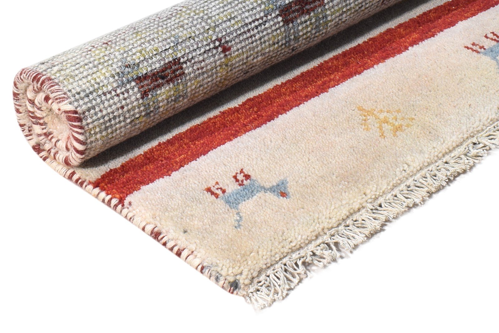 Bev Hand Knotted Off-White Wool Rug 2X3 Southwestern American Tribal 7865052332181