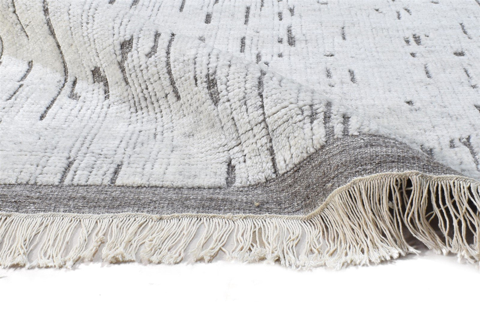 Hand Knotted Off-White Wool Rug 5X8 Modern Scandinavian Abstract Room Size 7865011437717