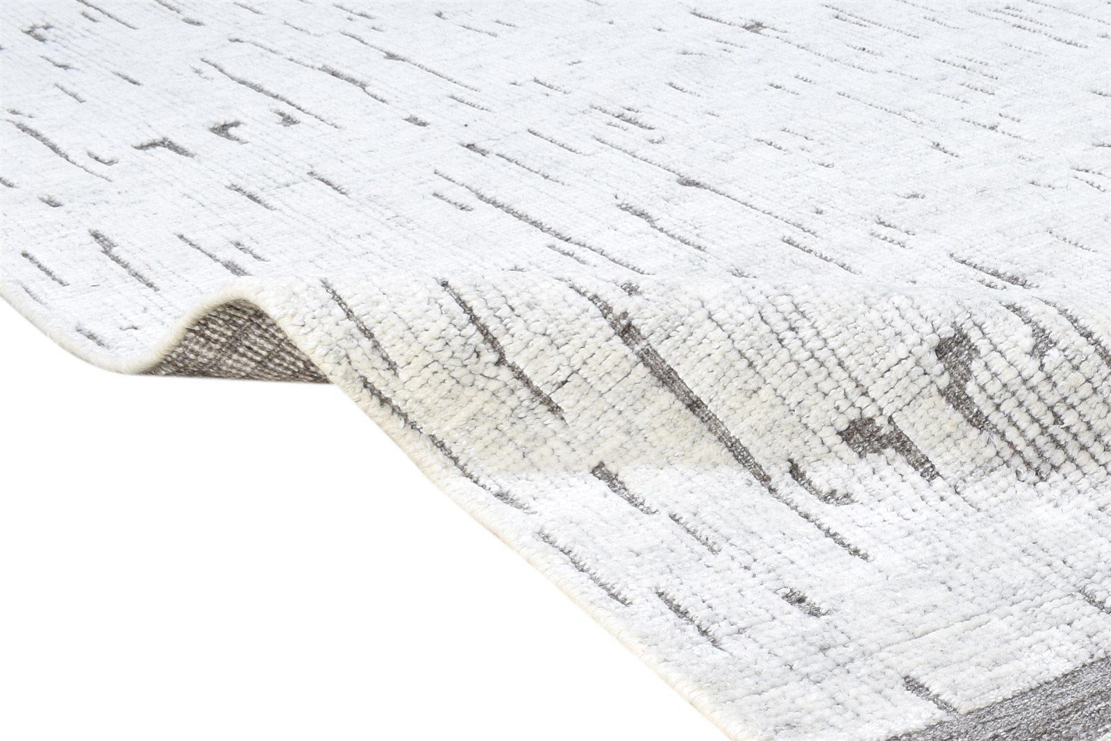 Hand Knotted Off-White Wool Rug 5X8 Modern Scandinavian Abstract Room Size 7865011437717