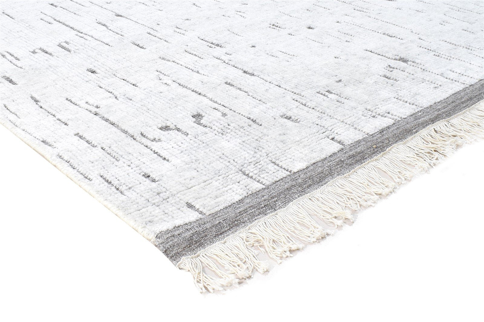 Hand Knotted Off-White Wool Rug 5X8 Modern Scandinavian Abstract Room Size 7865011437717