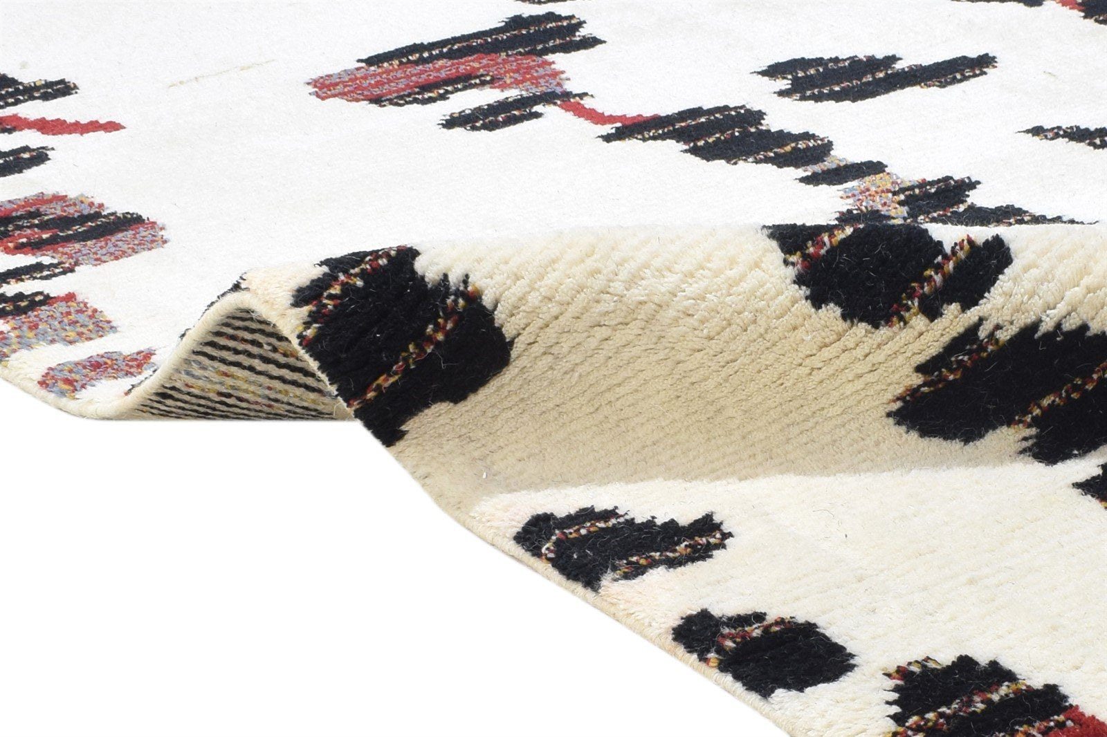 Hand Knotted Off-White Wool Rug 6X8 Modern Scandinavian Abstract Room Size 7864897994901