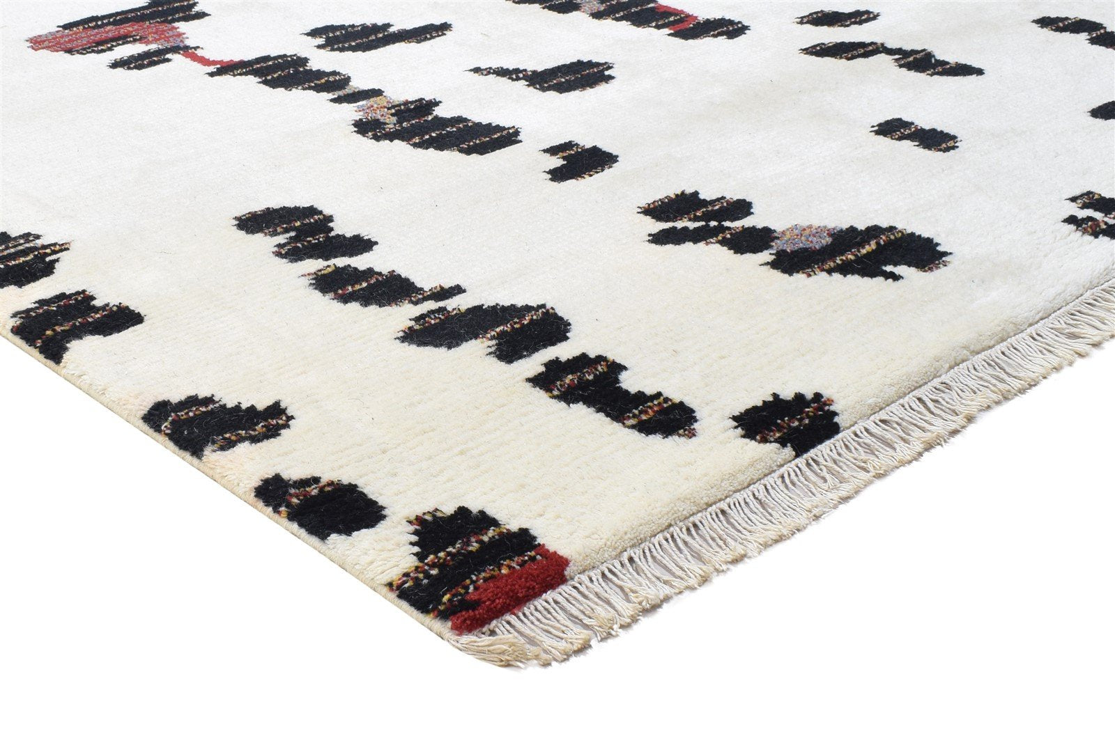 Hand Knotted Off-White Wool Rug 6X8 Modern Scandinavian Abstract Room Size 7864897994901