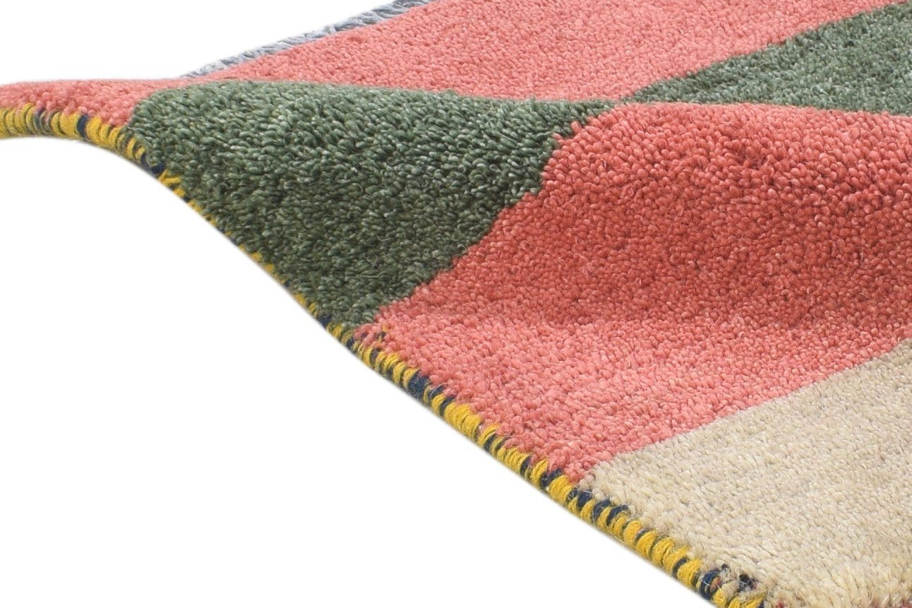 Hand Knotted Pink Wool Rug 1' X 2' Tribal Gabbeh Southwestern Small Carpet 7864499142805