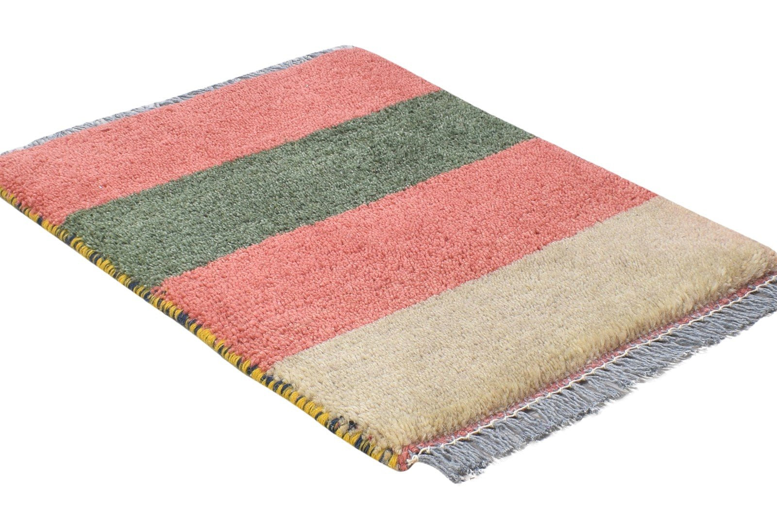 Hand Knotted Pink Wool Rug 1' X 2' Tribal Gabbeh Southwestern Small Carpet 7864499142805