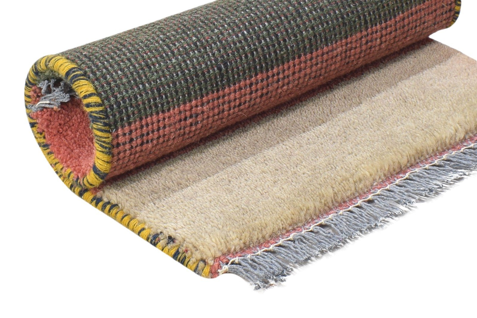 Hand Knotted Pink Wool Rug 1' X 2' Tribal Gabbeh Southwestern Small Carpet 7864499142805