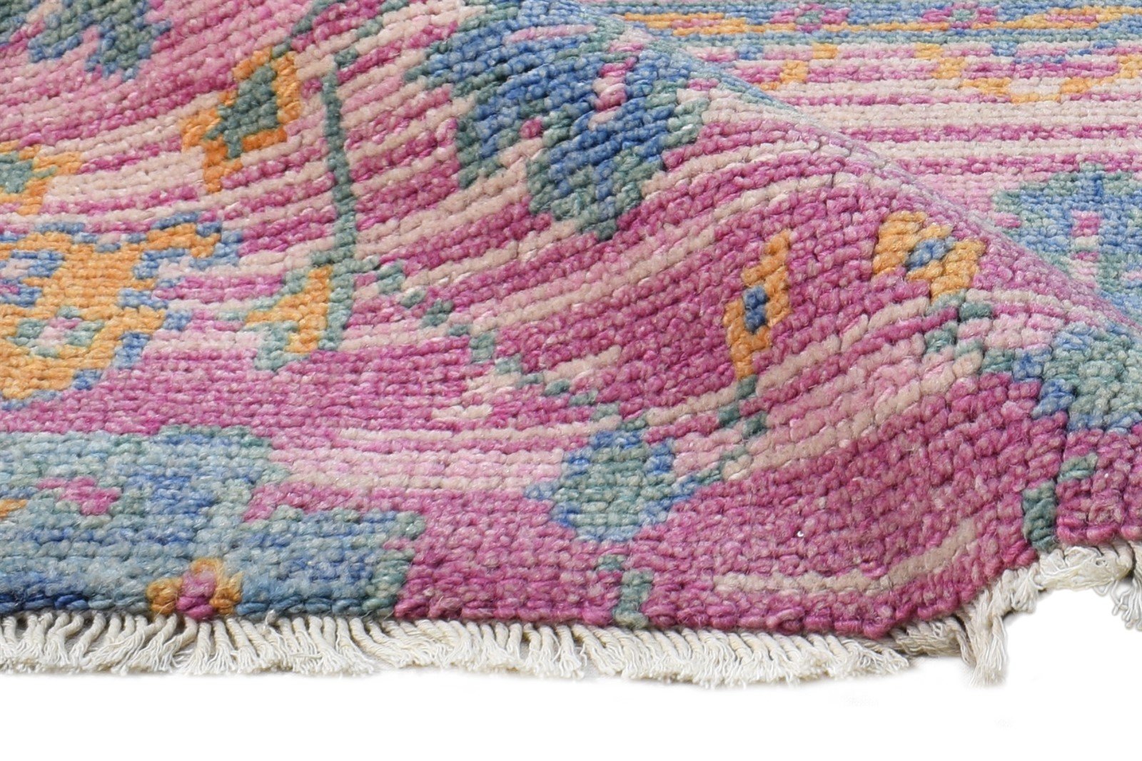 Hand Knotted Pink Wool Rug 2' X 2' Persian Oushak Oriental Small Carpet 7865159057557