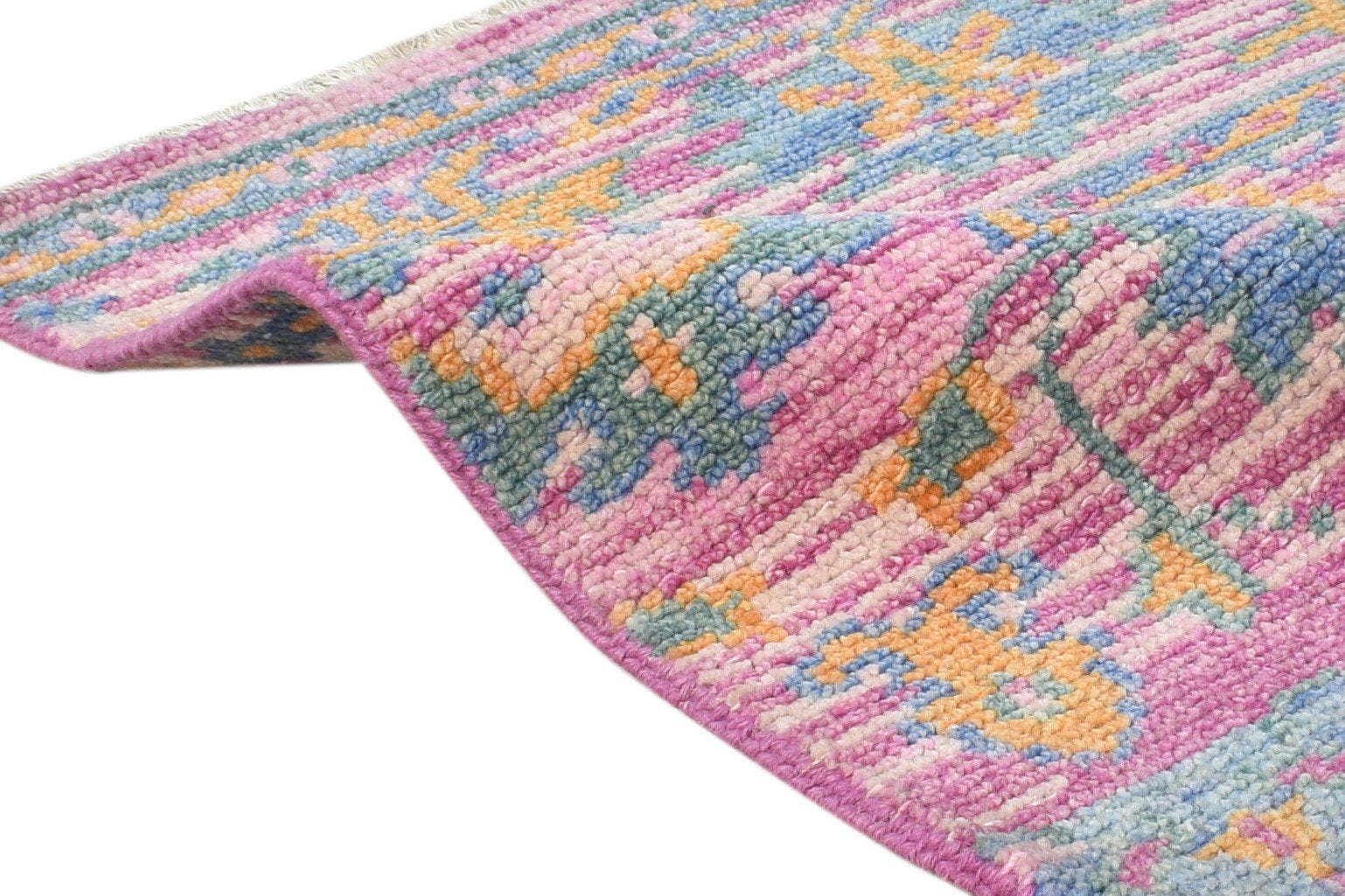 Hand Knotted Pink Wool Rug 2' X 2' Persian Oushak Oriental Small Carpet 7865159057557