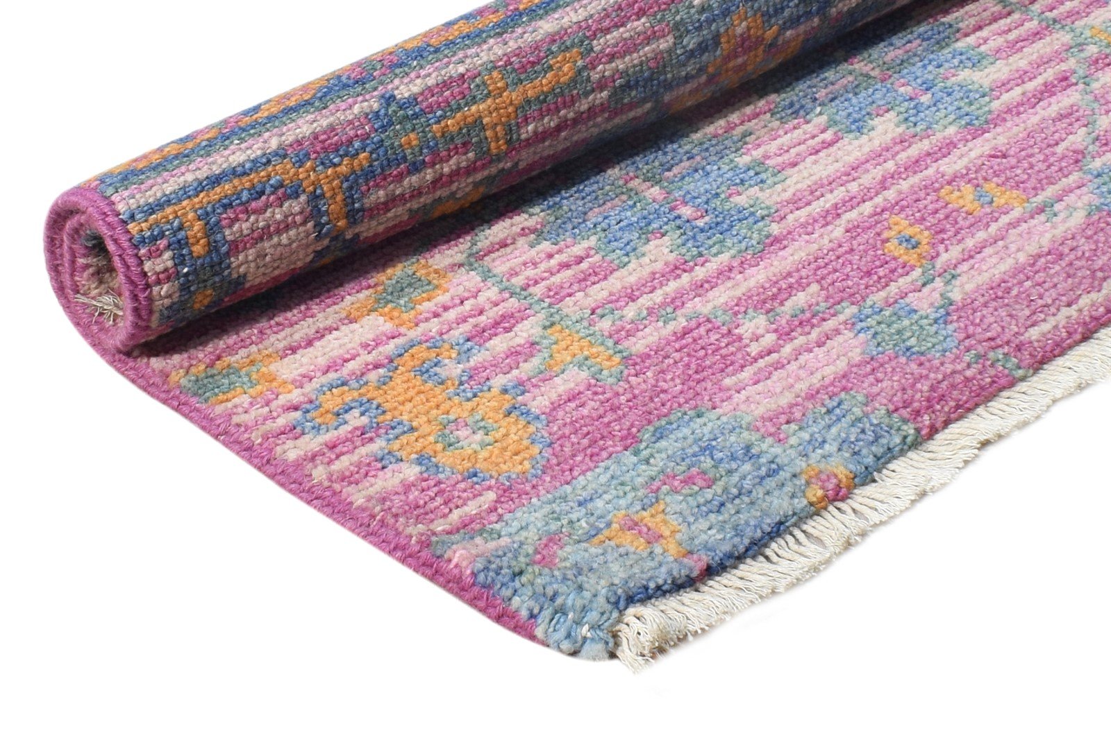 Hand Knotted Pink Wool Rug 2' X 2' Persian Oushak Oriental Small Carpet 7865159057557
