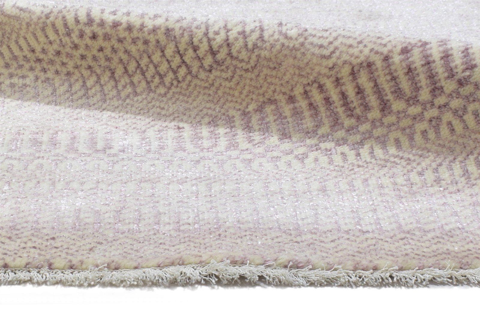 Hand Knotted Pink Wool / Silk Rug 2X3 Modern Scandinavian Grass Trellis Small 7864217338005