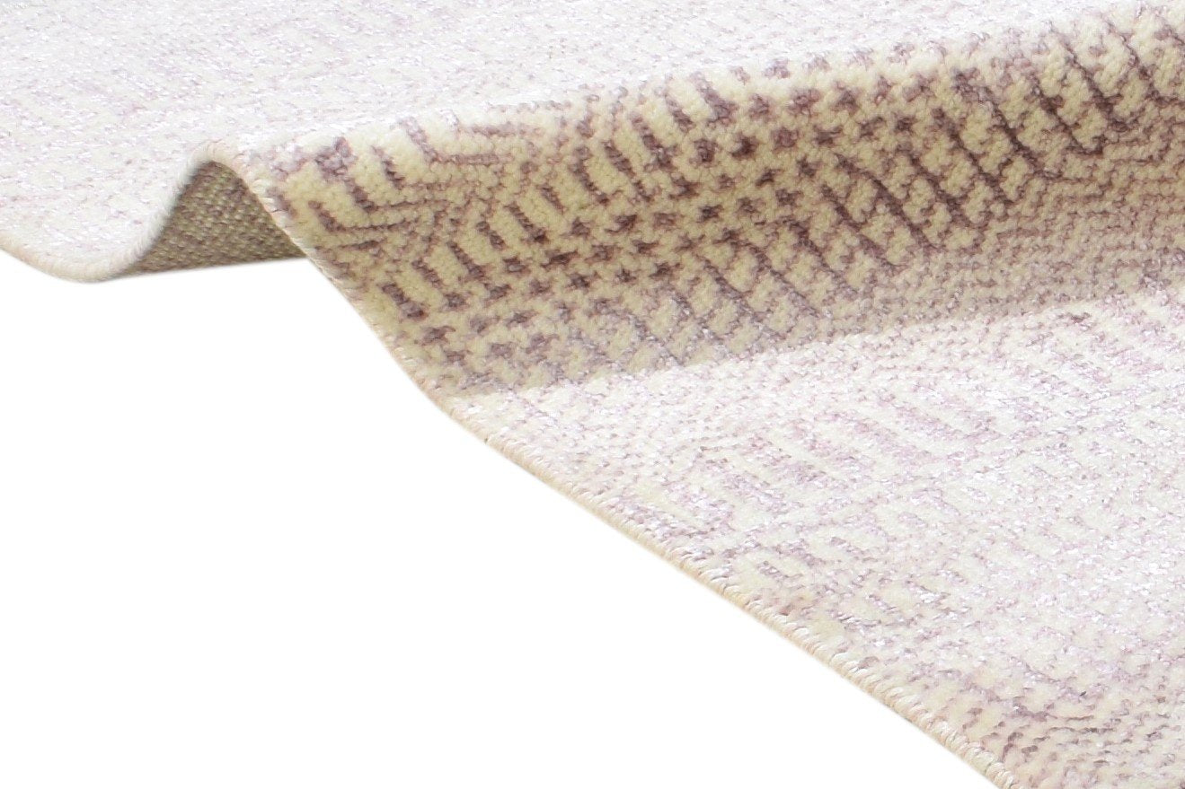 Hand Knotted Pink Wool / Silk Rug 2X3 Modern Scandinavian Grass Trellis Small 7864217338005