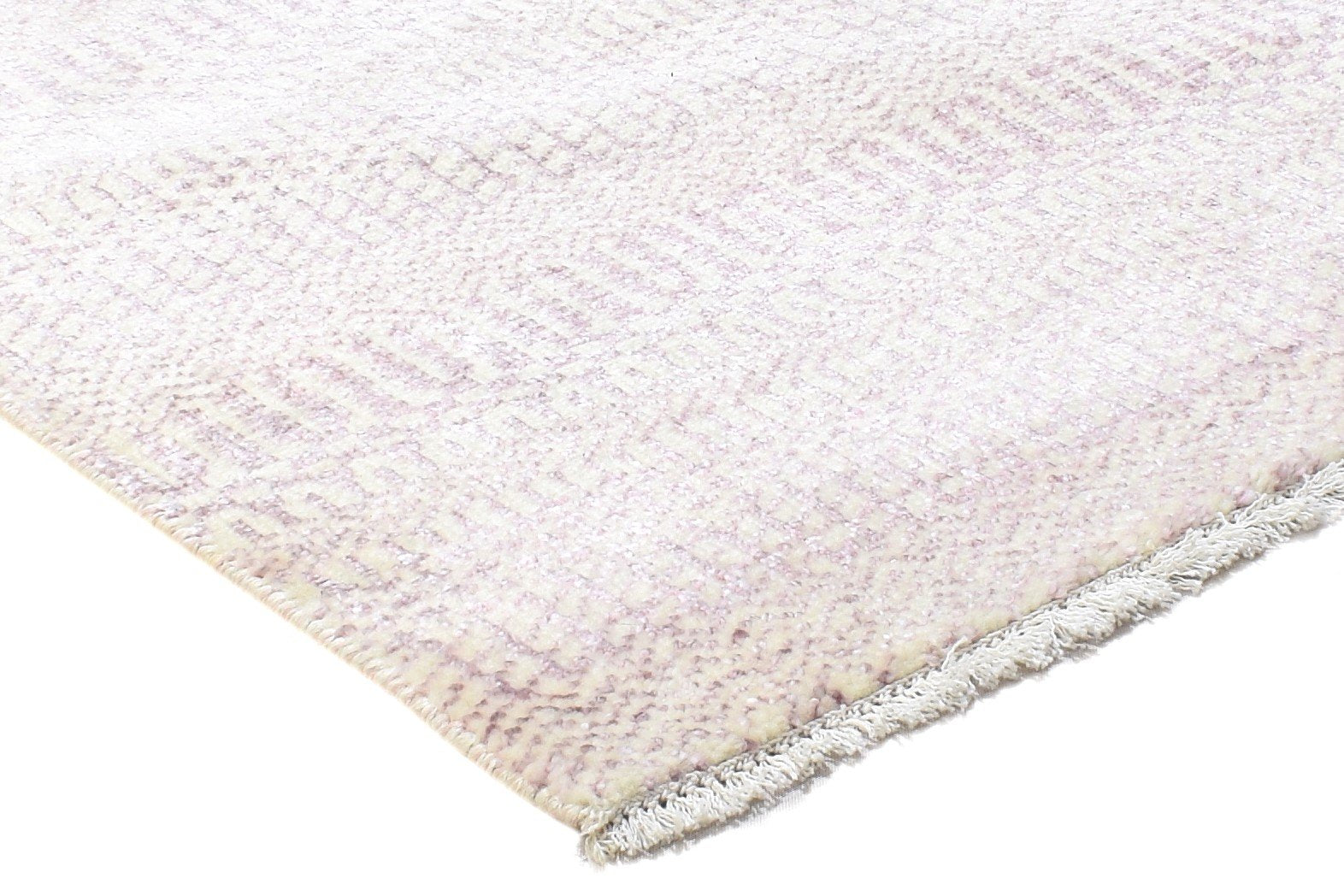 Hand Knotted Pink Wool / Silk Rug 2X3 Modern Scandinavian Grass Trellis Small 7864217338005