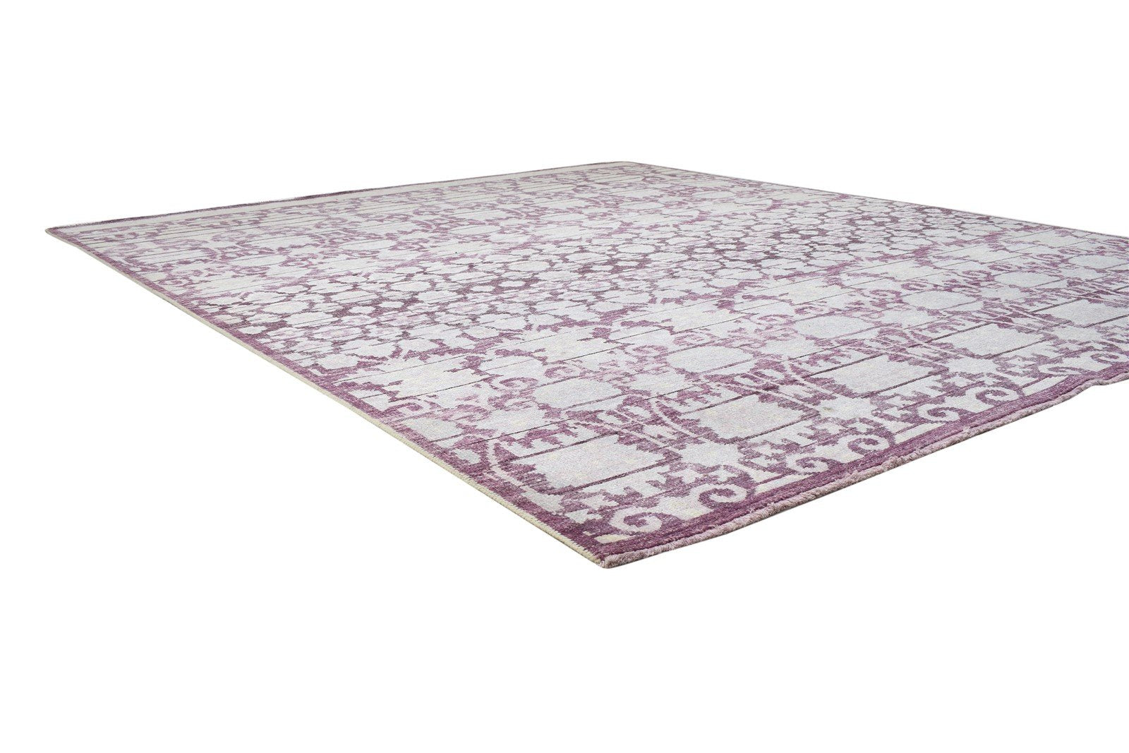 Hand Knotted Purple Wool Rug 8' X 10' Modern Moroccan Floral Large Carpet 7864167366805