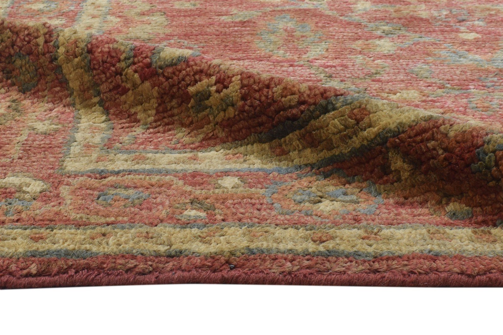 Hand Knotted Red Jute Rug 5X8 Persian Sarouk-Indian Oriental Room Size Carpet 7864404541589