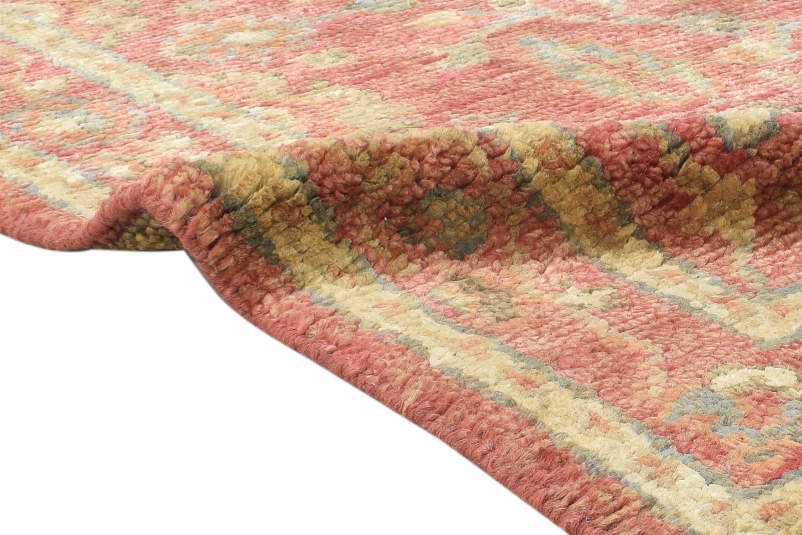 Hand Knotted Red Jute Rug 5X8 Persian Sarouk-Indian Oriental Room Size Carpet 7864404541589