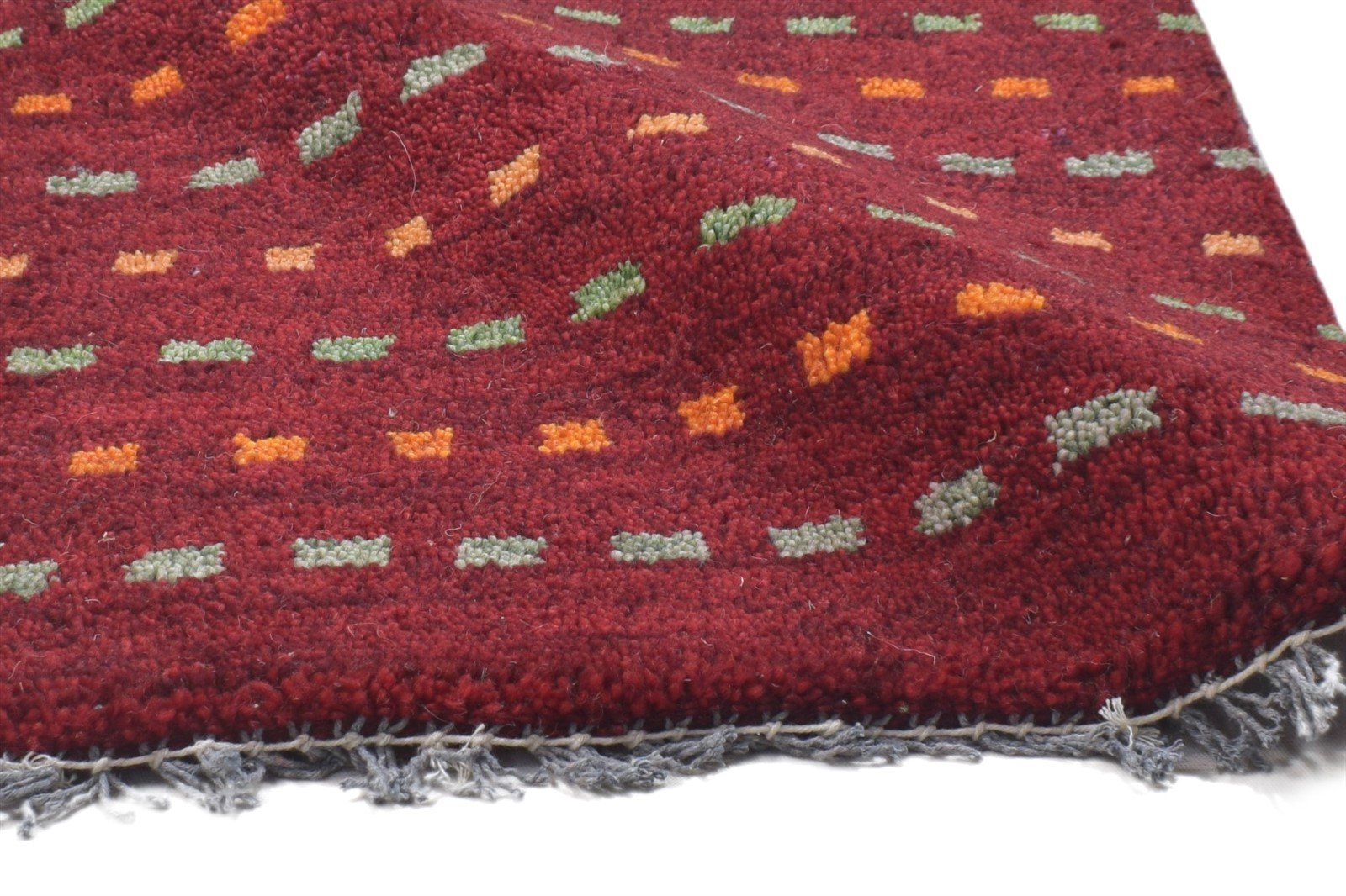 Penni Hand Knotted Red Wool Rug 1' X 2' Persian Gabbeh Southwestern 7864208359573