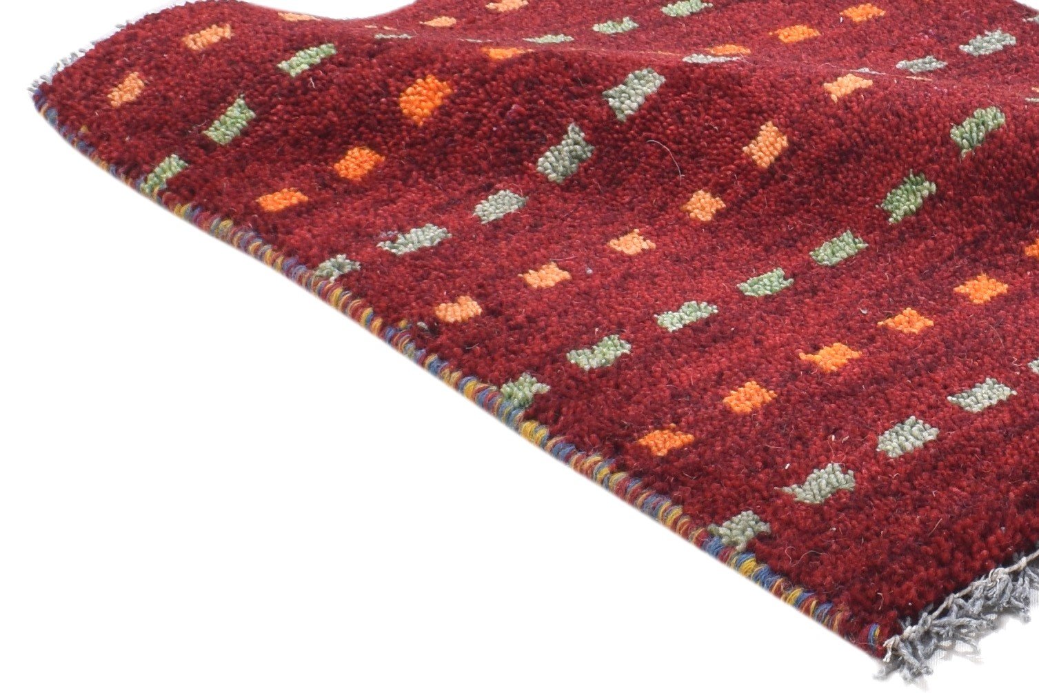 Penni Hand Knotted Red Wool Rug 1' X 2' Persian Gabbeh Southwestern 7864208359573