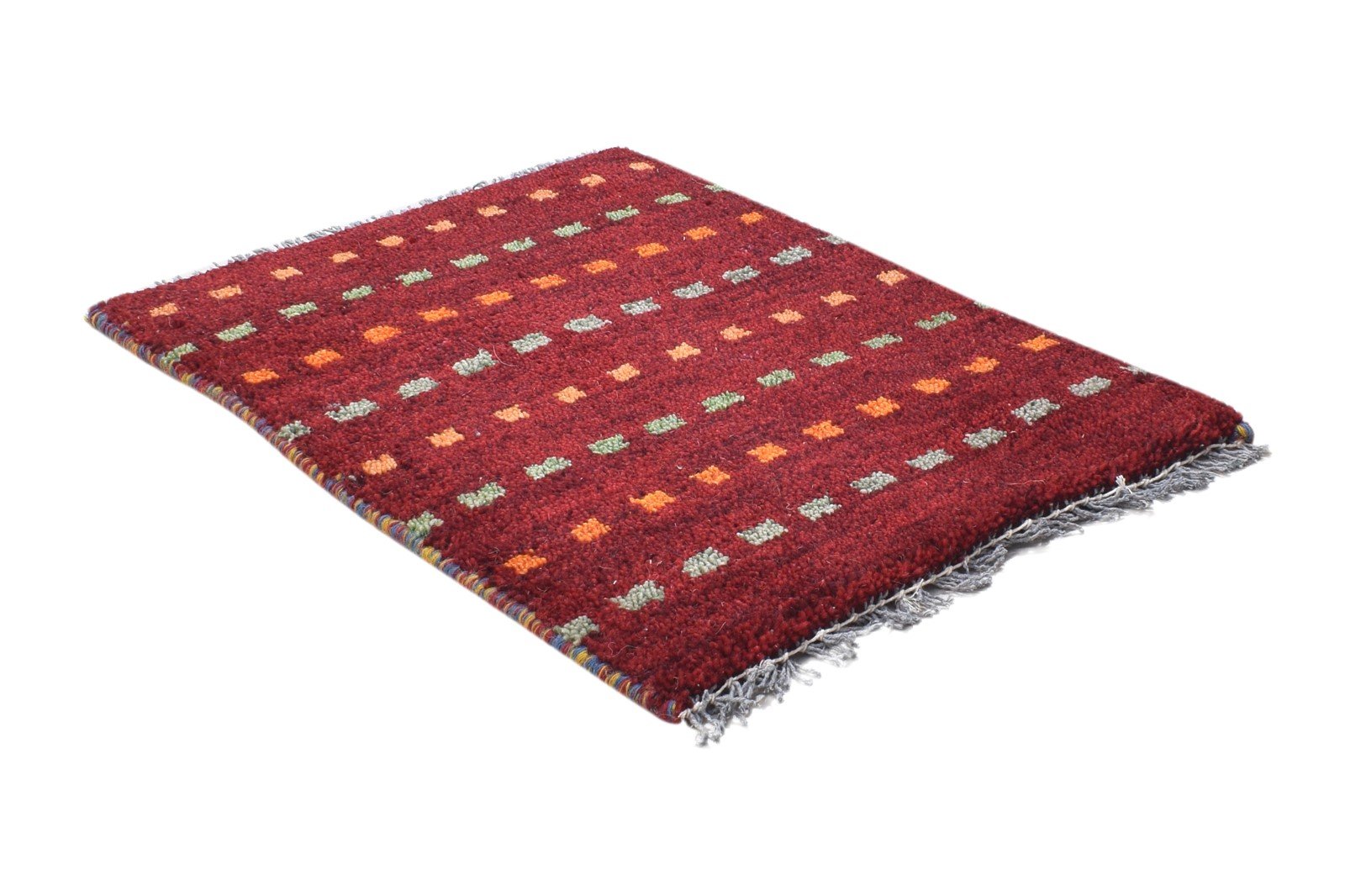 Penni Hand Knotted Red Wool Rug 1' X 2' Persian Gabbeh Southwestern 7864208359573