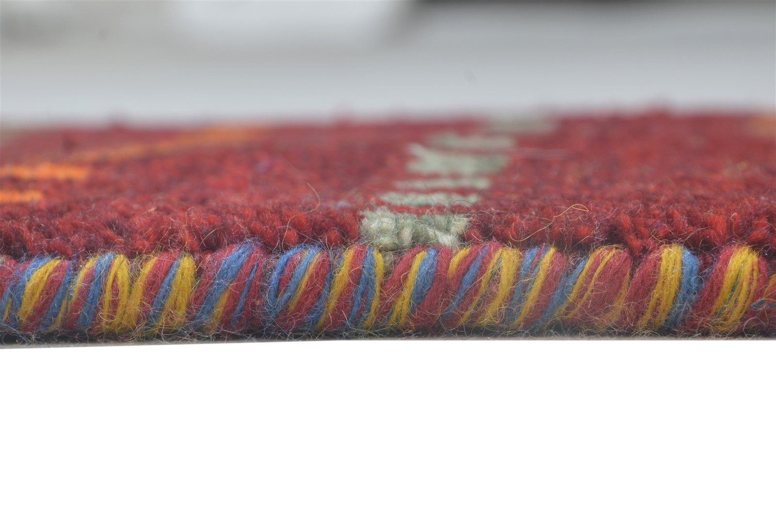 Penni Hand Knotted Red Wool Rug 1' X 2' Persian Gabbeh Southwestern 7864208359573