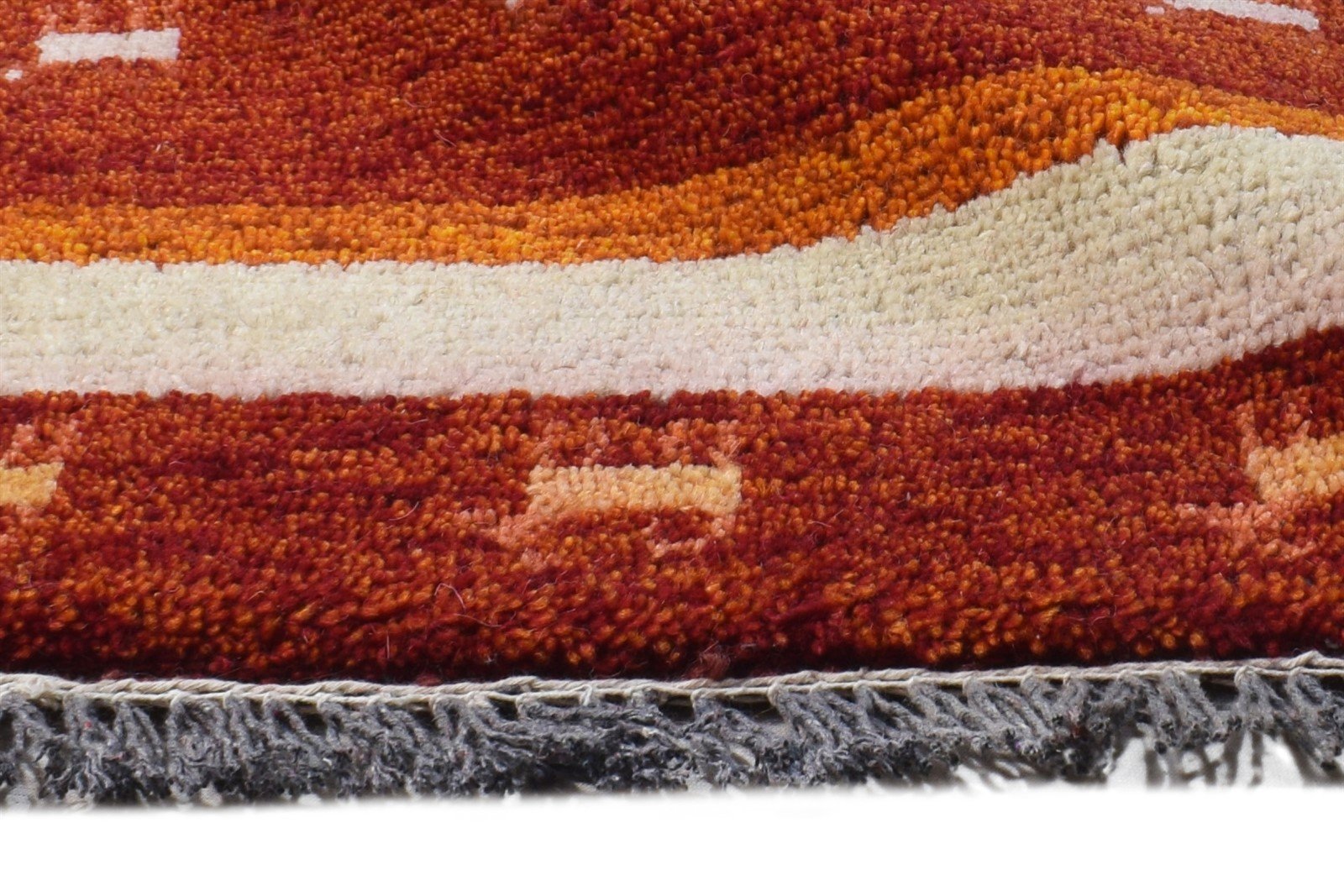 Hand Knotted Red Wool Rug 1' X 2' Tribal Southwestern Striped Small Carpet 7865184813205