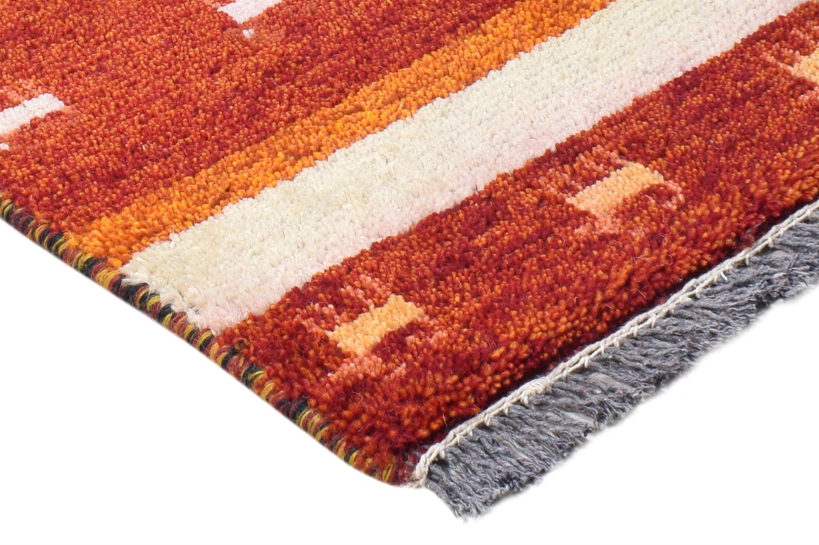 Hand Knotted Red Wool Rug 1' X 2' Tribal Southwestern Striped Small Carpet 7865184813205