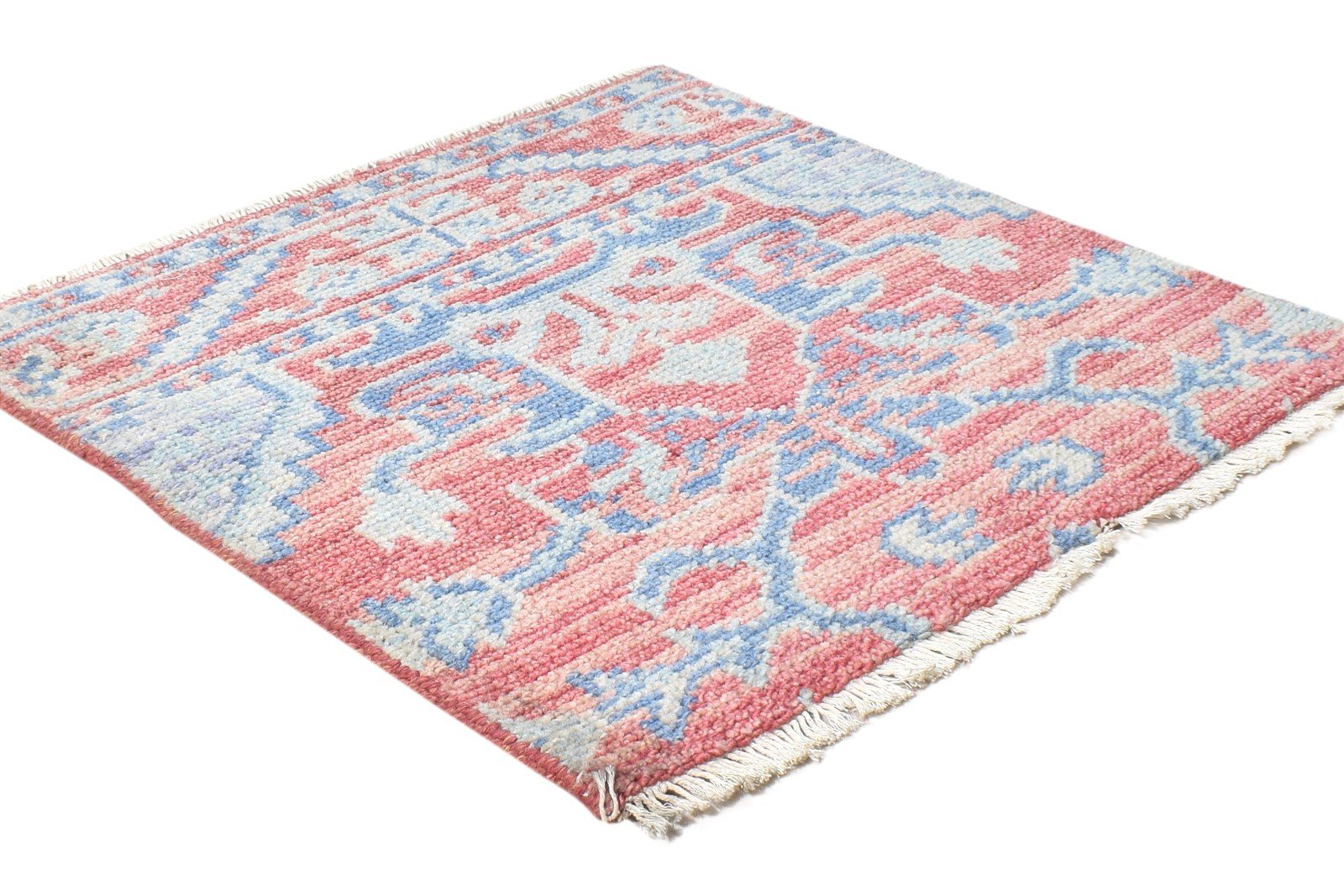 Hand Knotted Red Wool Rug 2' X 2' Persian Oushak Oriental Small Carpet 7864927322261