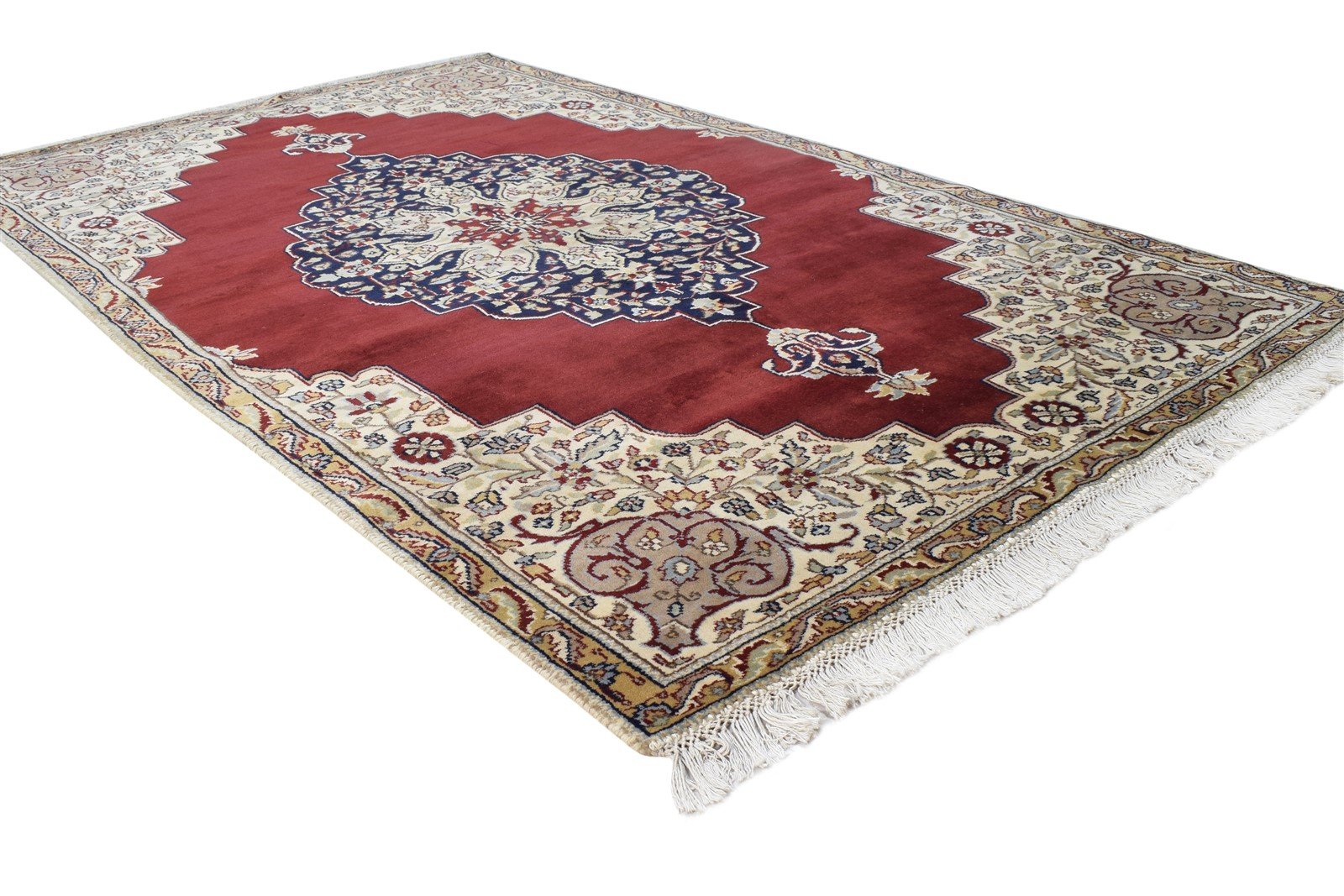 Hand Knotted Red Wool Rug 4' X 6' Persian Agra Medallion Room Size Carpet 7864679530645