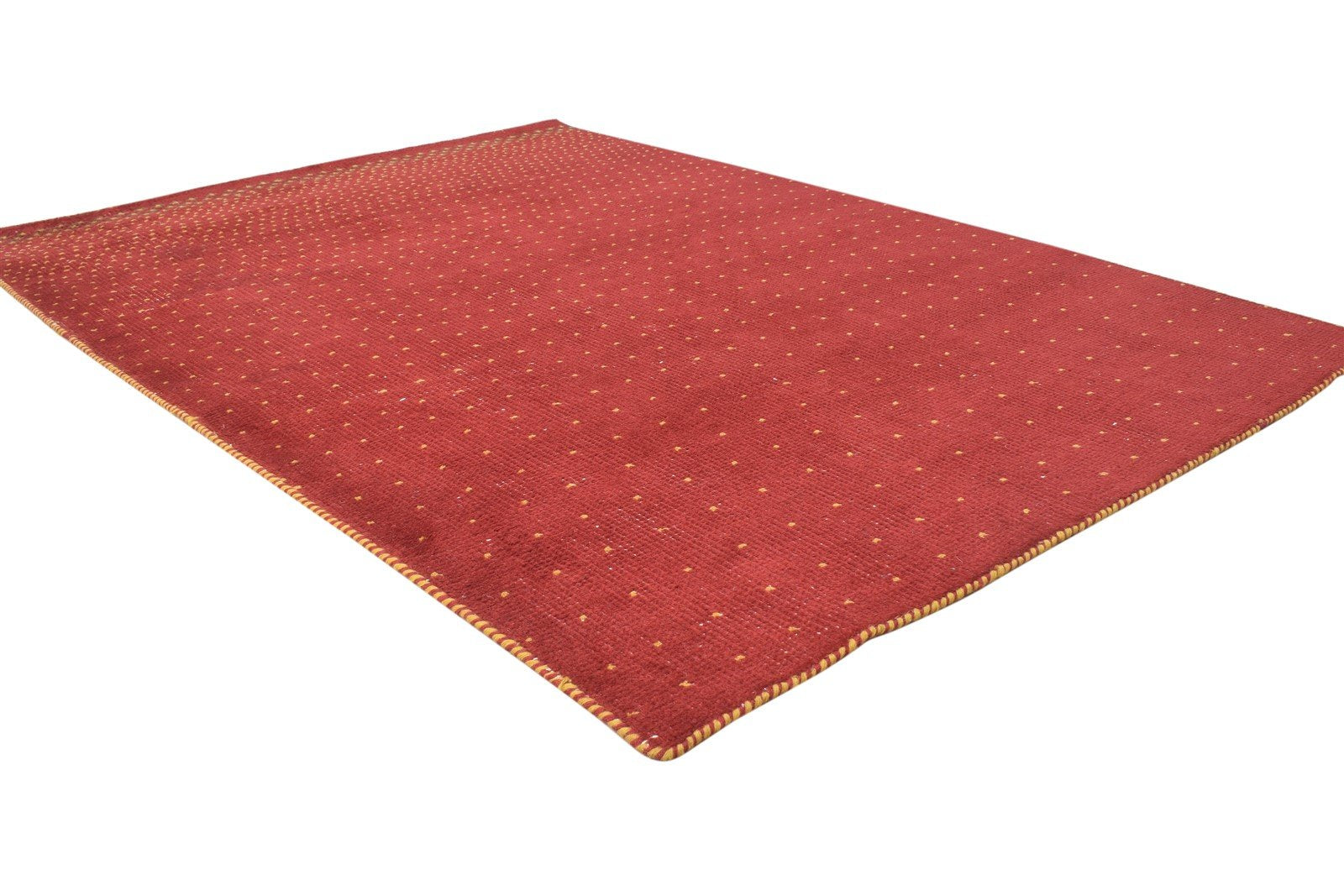 Hand Knotted Red Wool Rug 4' X 6' Persian Gabbeh Polka Dots Room Size Carpet 7864872140949