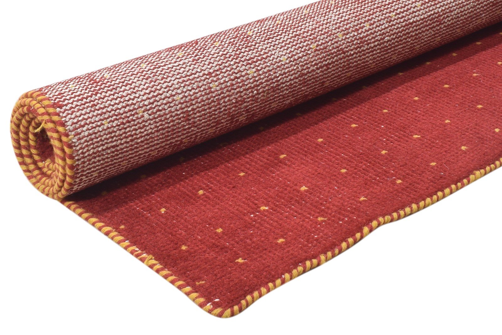 Hand Knotted Red Wool Rug 4' X 6' Persian Gabbeh Polka Dots Room Size Carpet 7864872140949