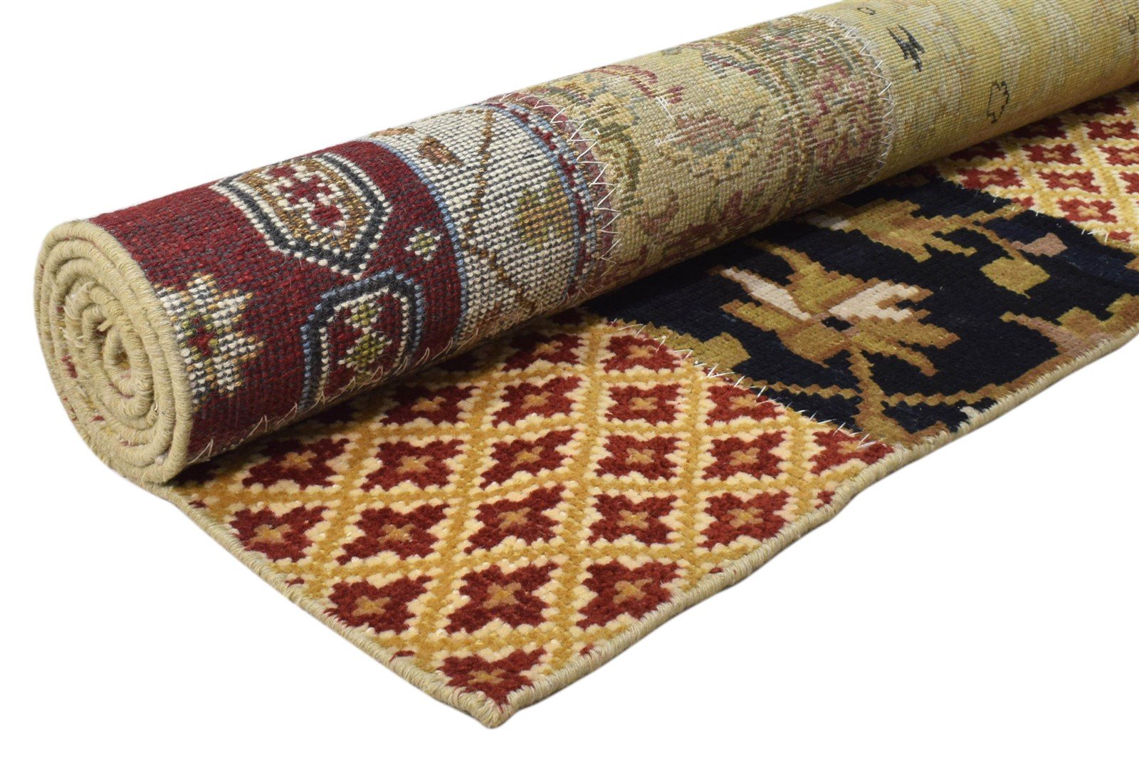 Hand Knotted Red Wool Rug 5' X 8' Modern Oriental Patchwork Room Size Carpet 7860692058261
