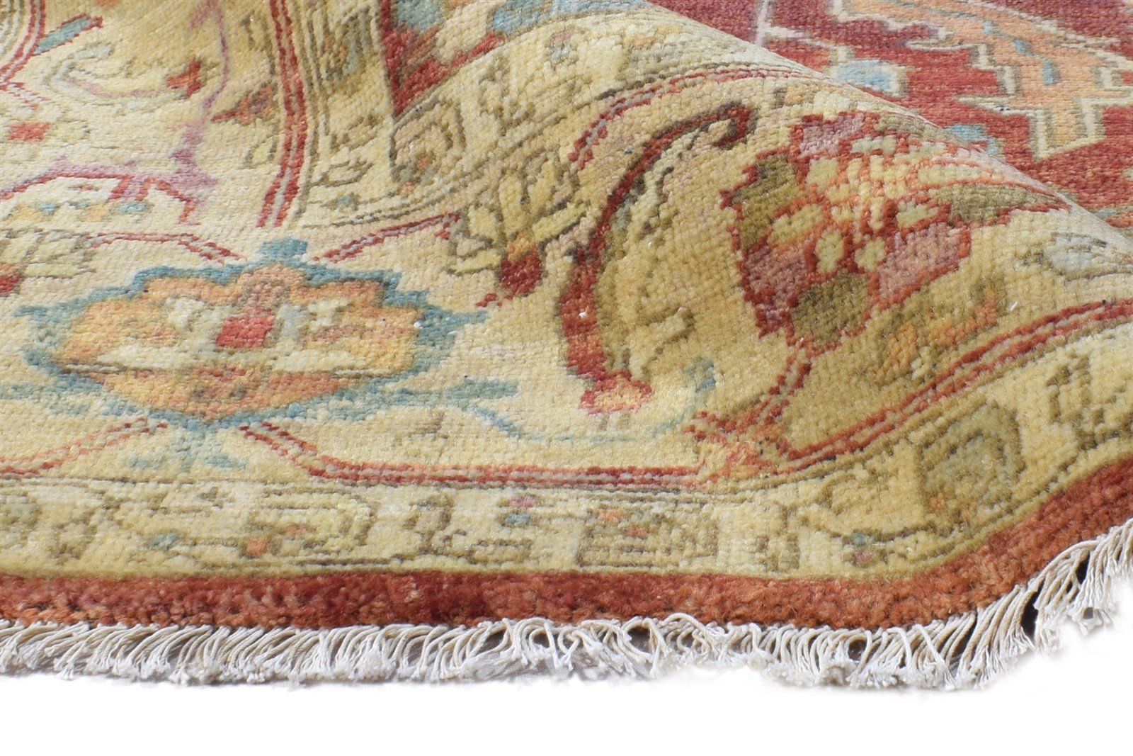 Hand Knotted Red Wool Rug 6' X 9' Persian Mughal Oriental Room Size Carpet 7865000394901