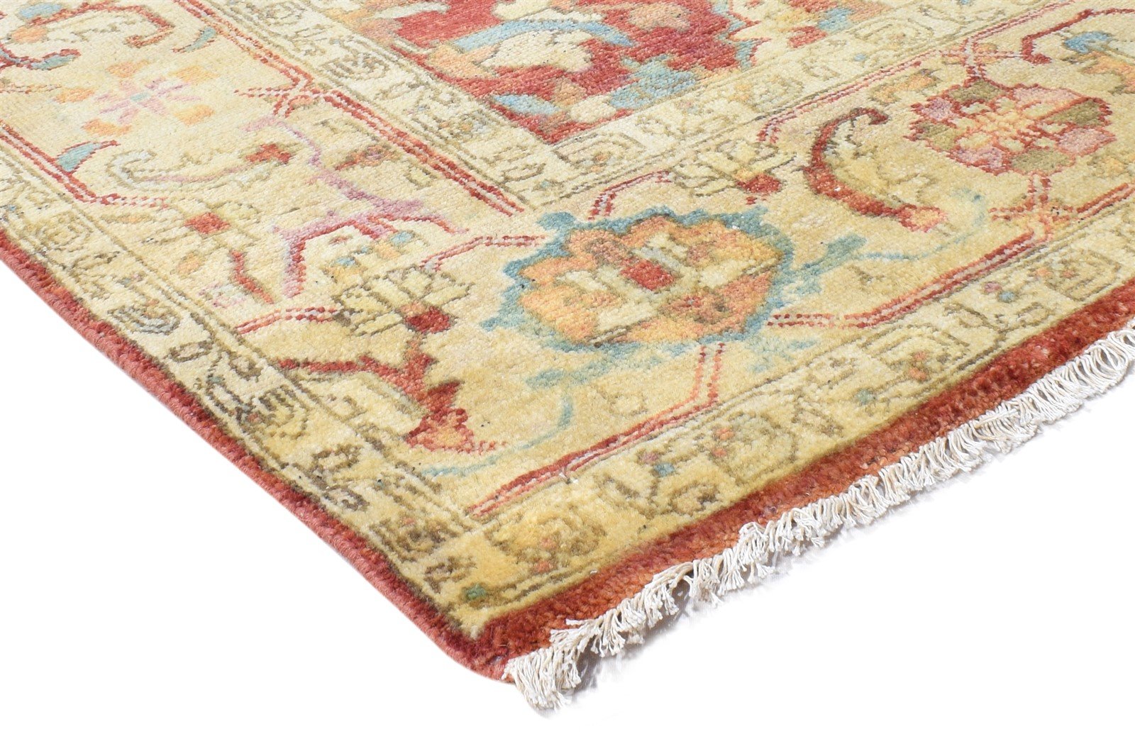 Hand Knotted Red Wool Rug 6' X 9' Persian Mughal Oriental Room Size Carpet 7865000394901