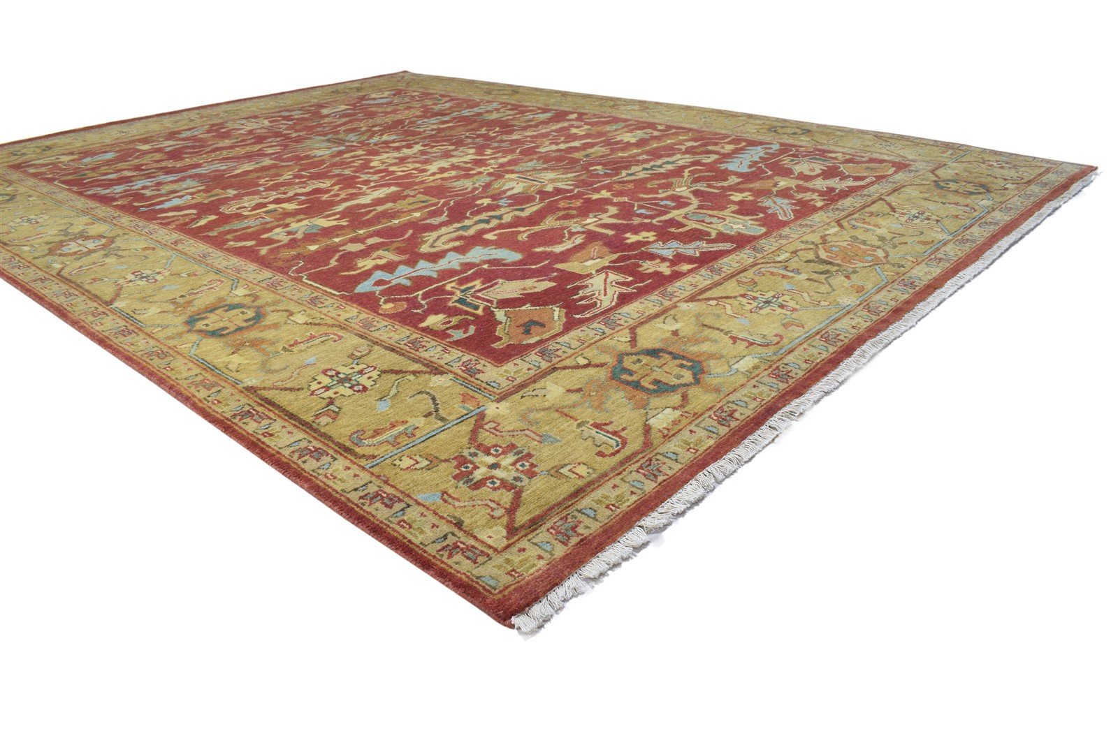 Hand Knotted Red Wool Rug 8' X 10' Persian Mughal Oriental Large Carpet 7864192630933