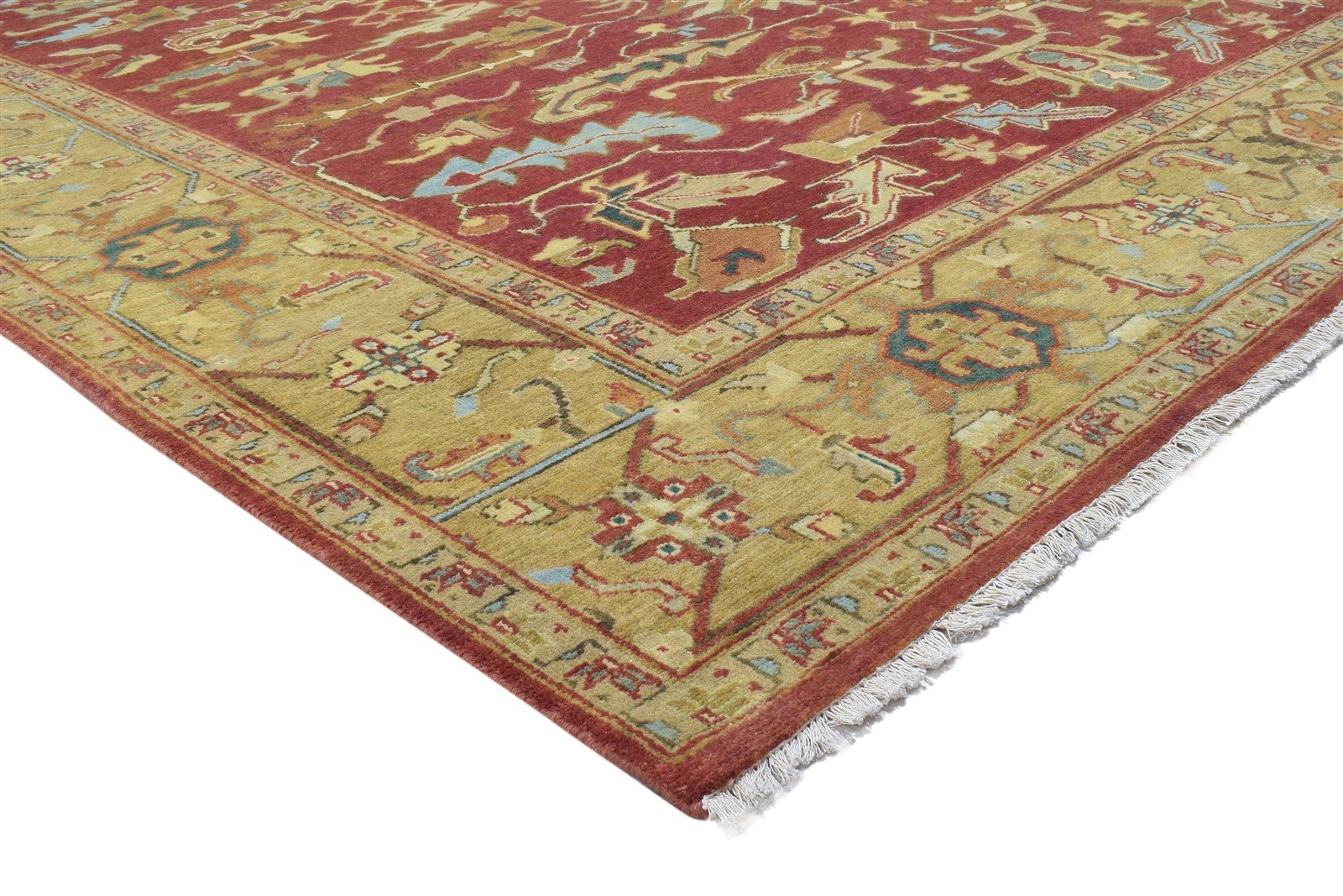 Hand Knotted Red Wool Rug 8' X 10' Persian Mughal Oriental Large Carpet 7864192630933