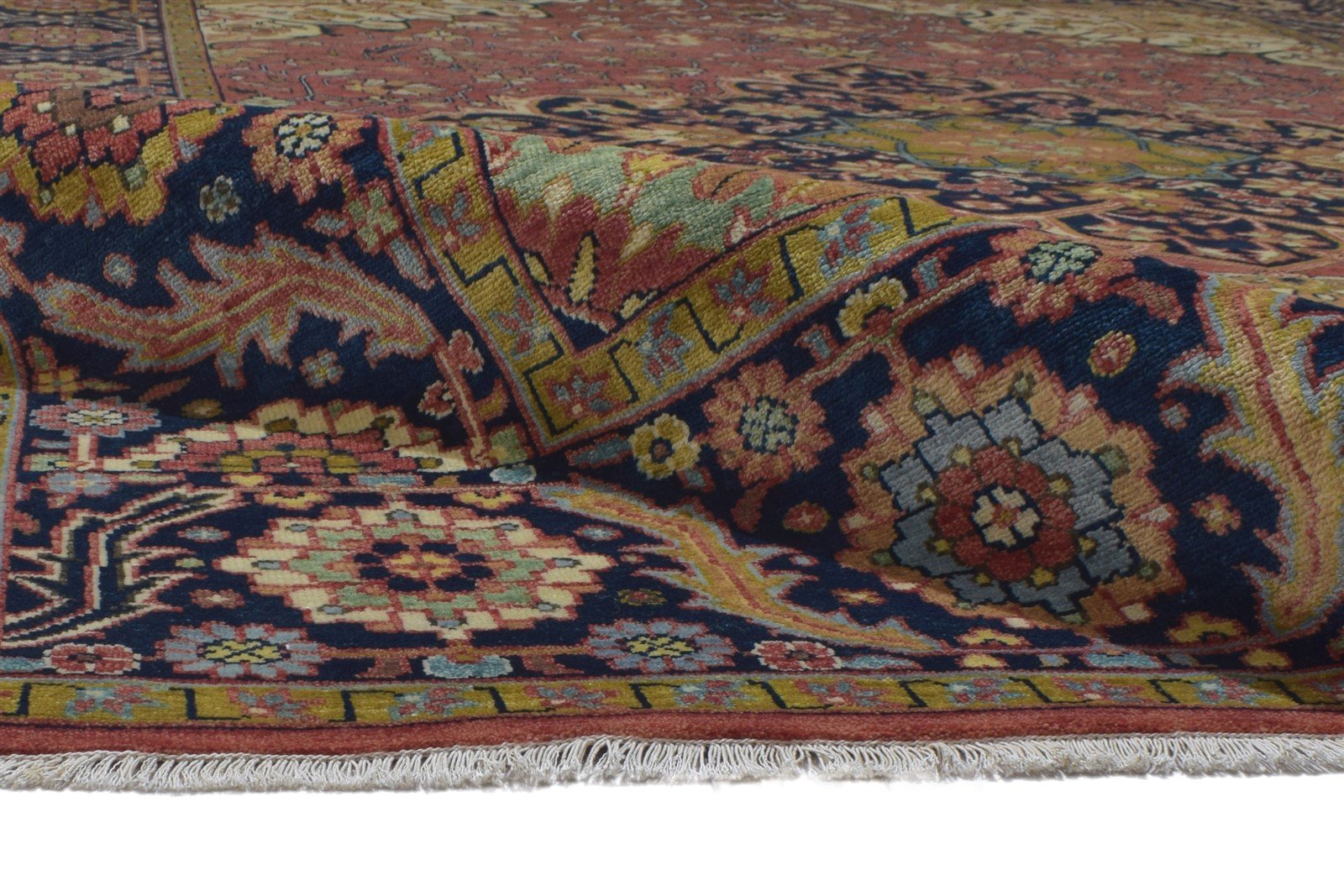Hand Knotted Red Wool Rug 9' X 12' Persian Heriz-Indian Oriental Large Carpet 7864201052309